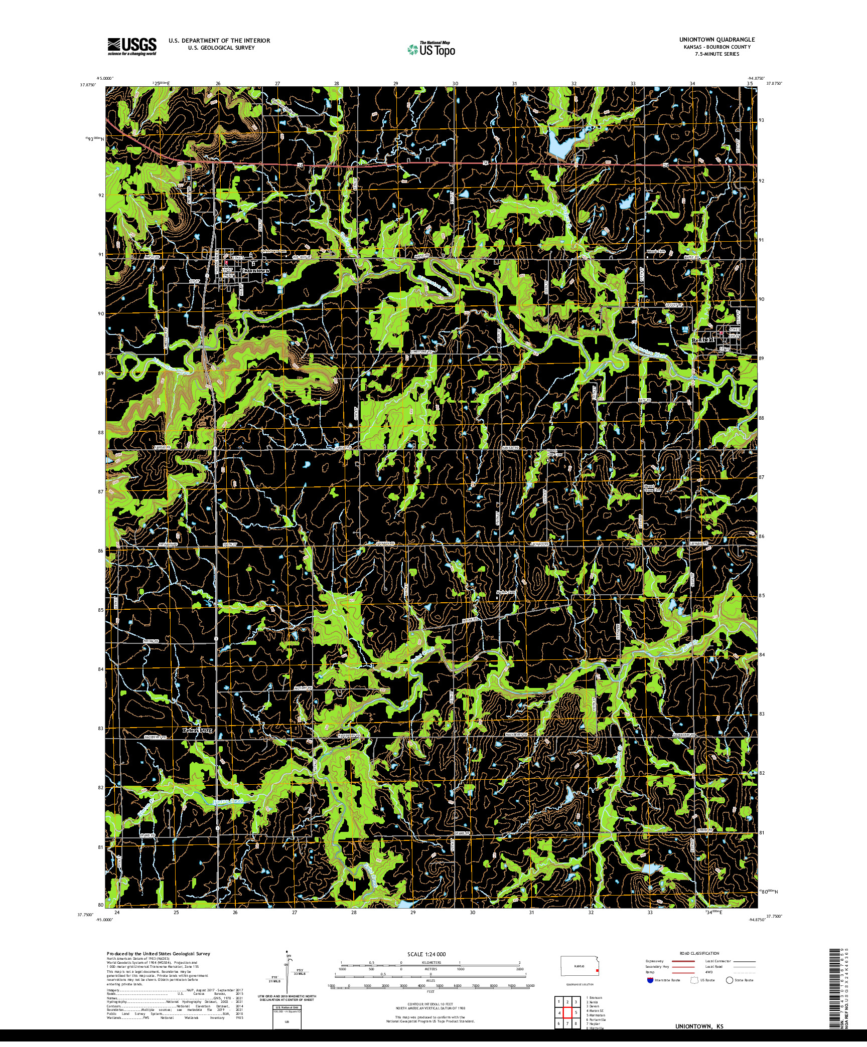 US TOPO 7.5-MINUTE MAP FOR UNIONTOWN, KS