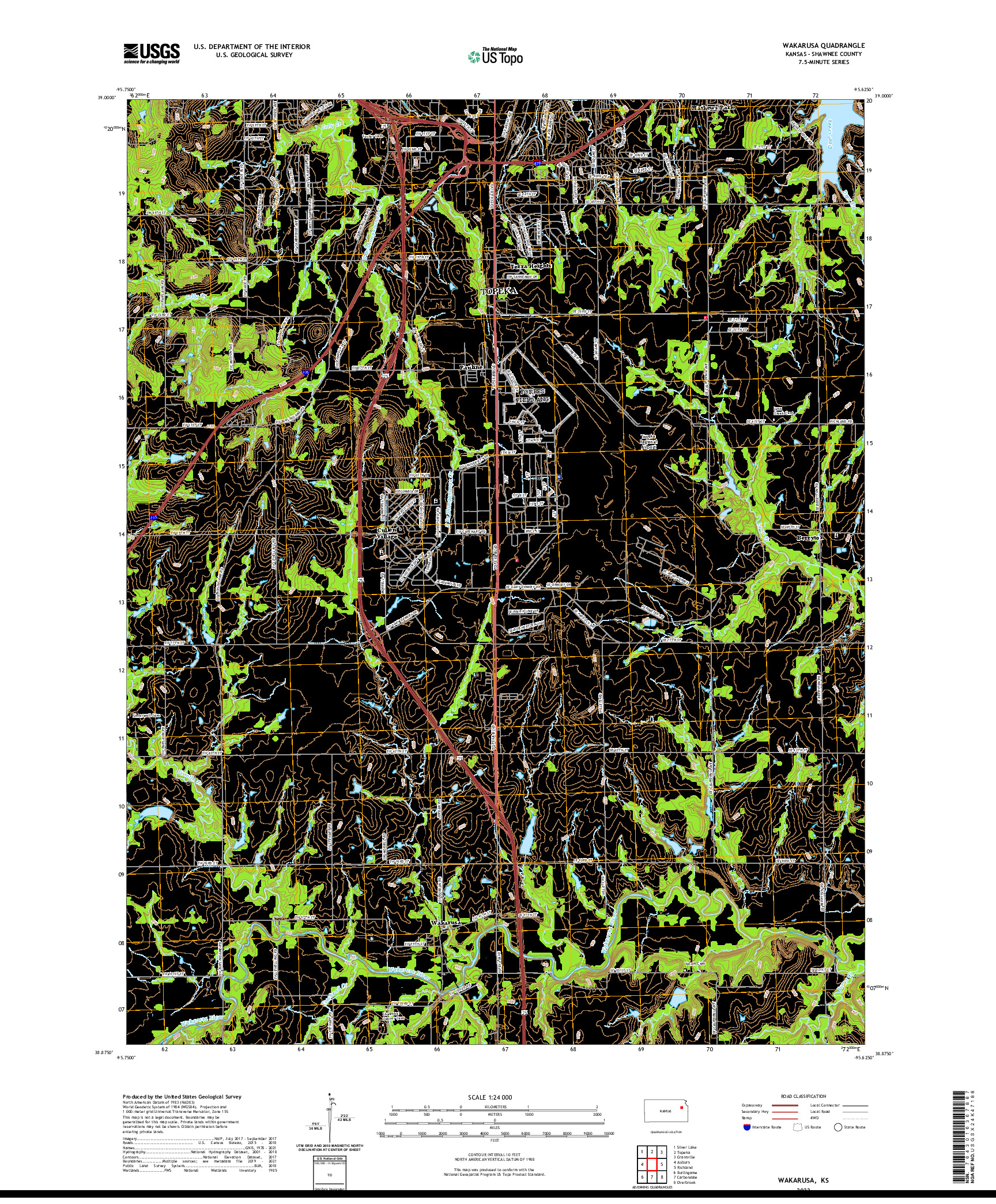 US TOPO 7.5-MINUTE MAP FOR WAKARUSA, KS