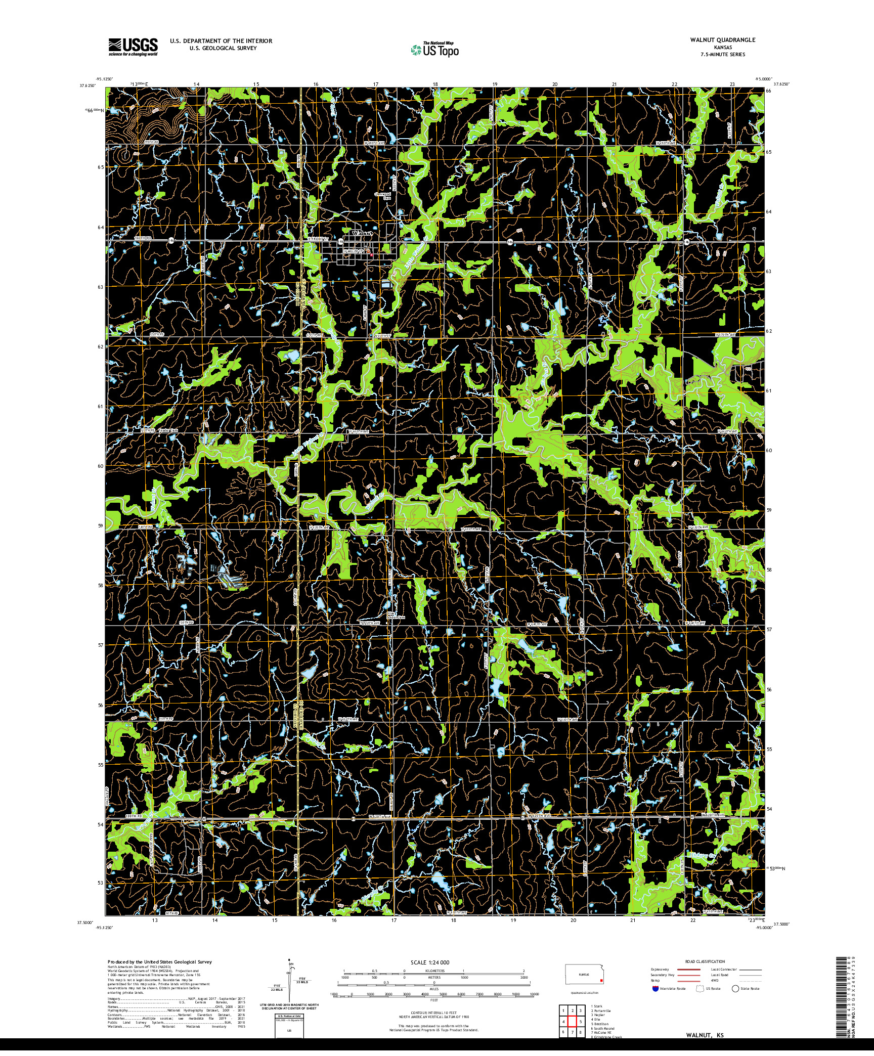 US TOPO 7.5-MINUTE MAP FOR WALNUT, KS