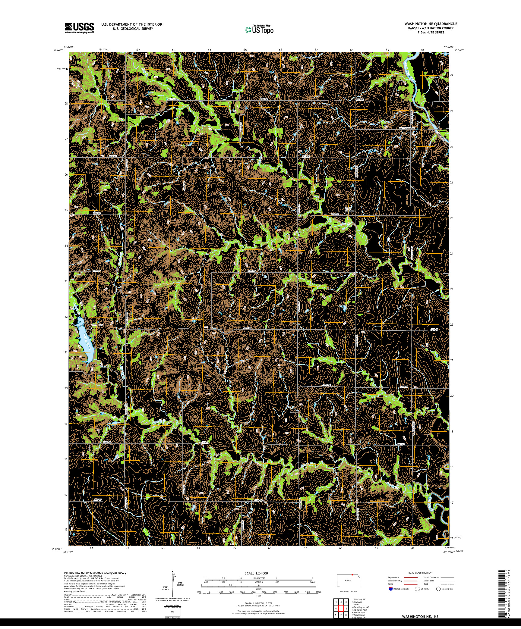 US TOPO 7.5-MINUTE MAP FOR WASHINGTON NE, KS