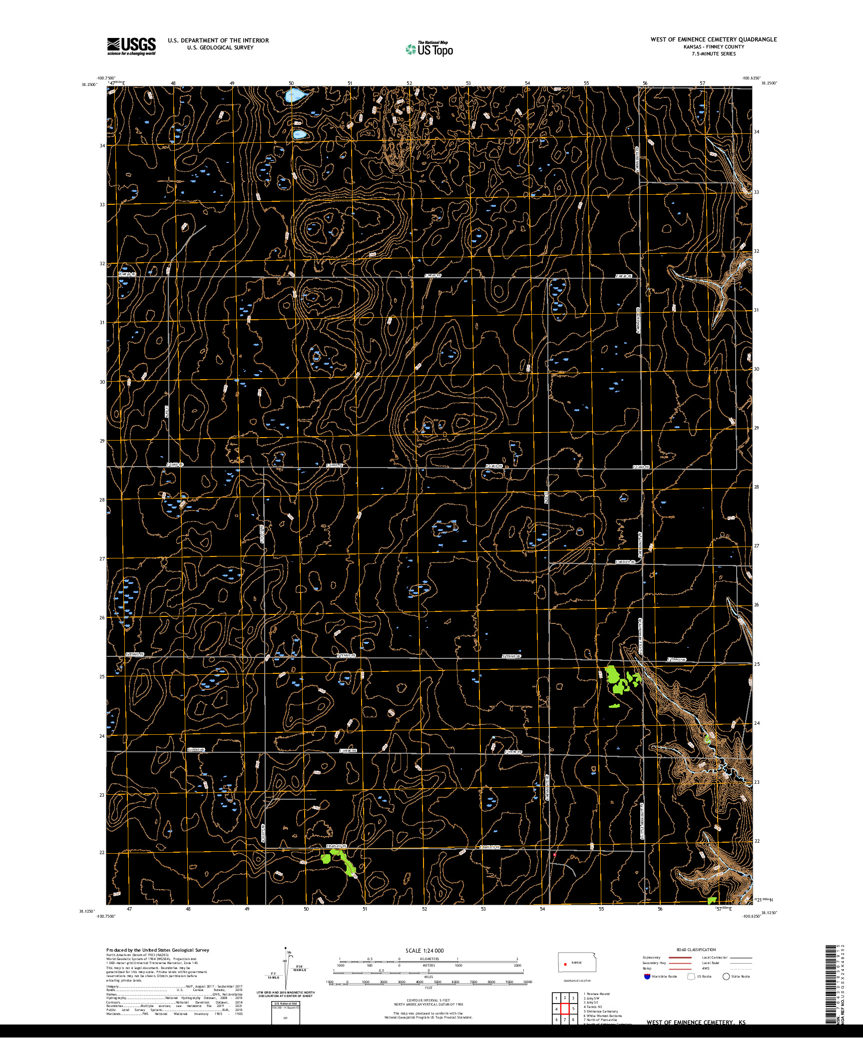 US TOPO 7.5-MINUTE MAP FOR WEST OF EMINENCE CEMETERY, KS