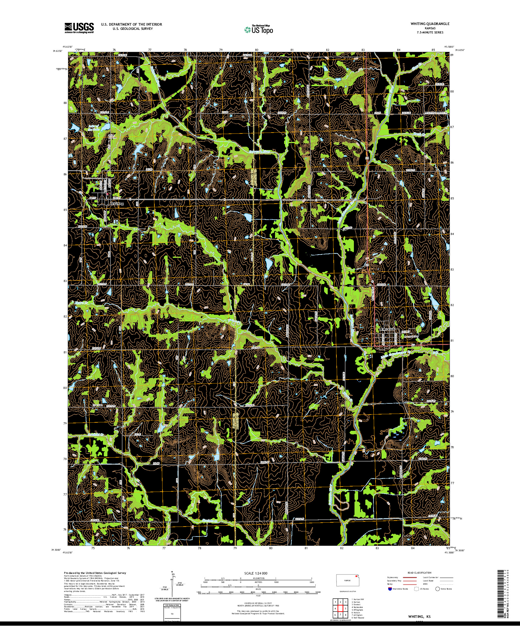 US TOPO 7.5-MINUTE MAP FOR WHITING, KS