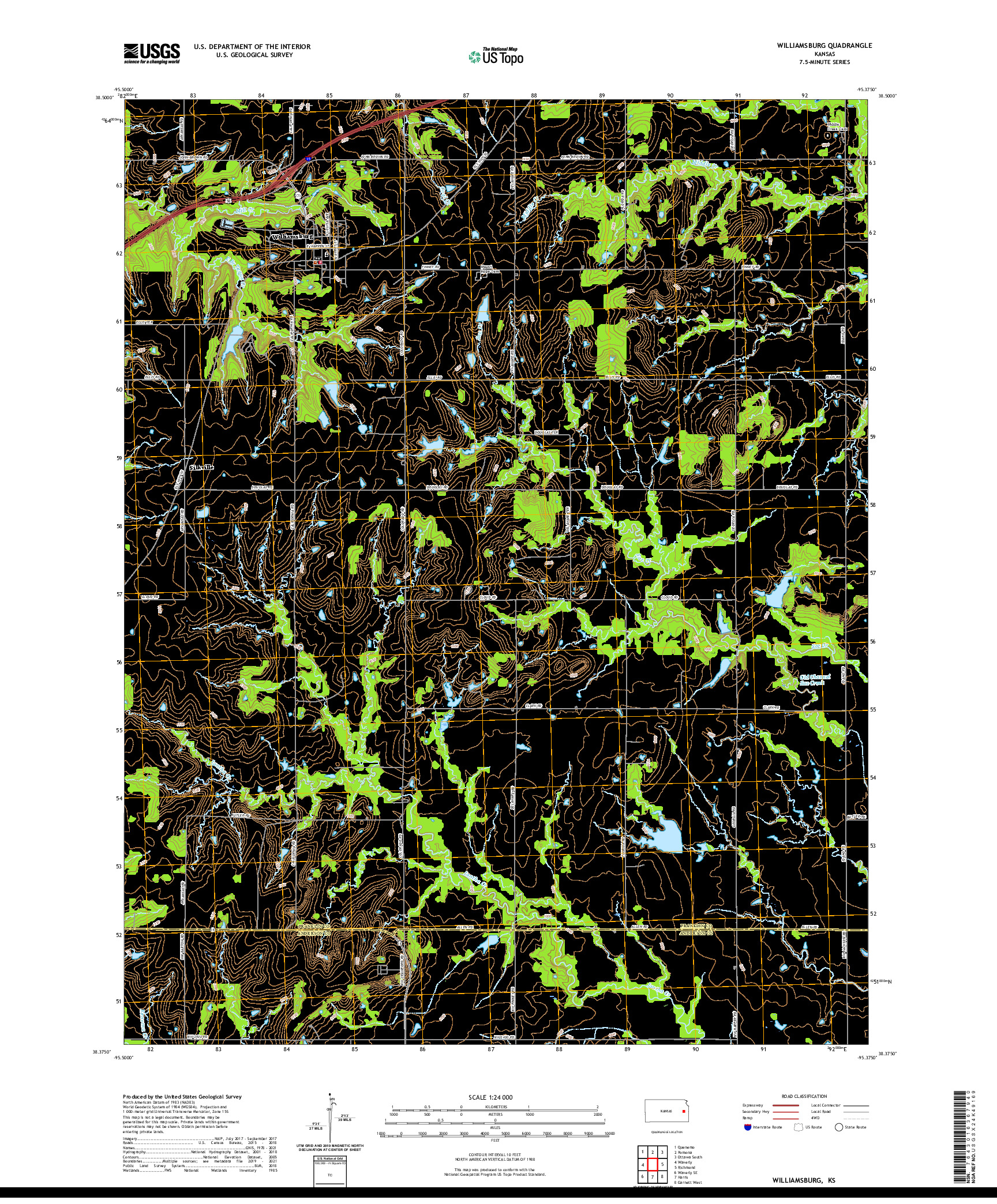 US TOPO 7.5-MINUTE MAP FOR WILLIAMSBURG, KS