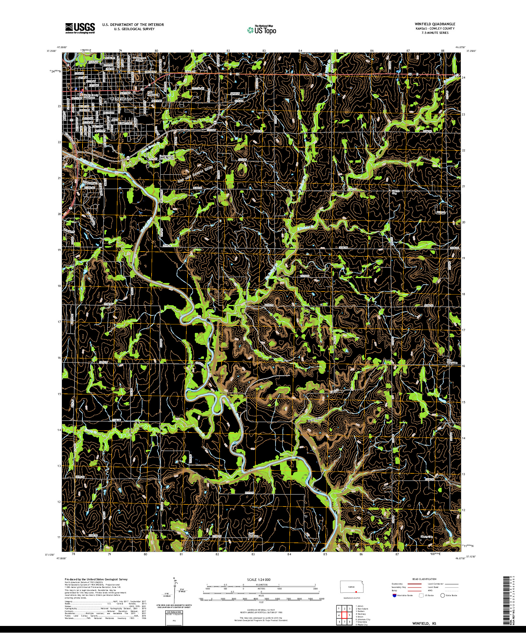 US TOPO 7.5-MINUTE MAP FOR WINFIELD, KS