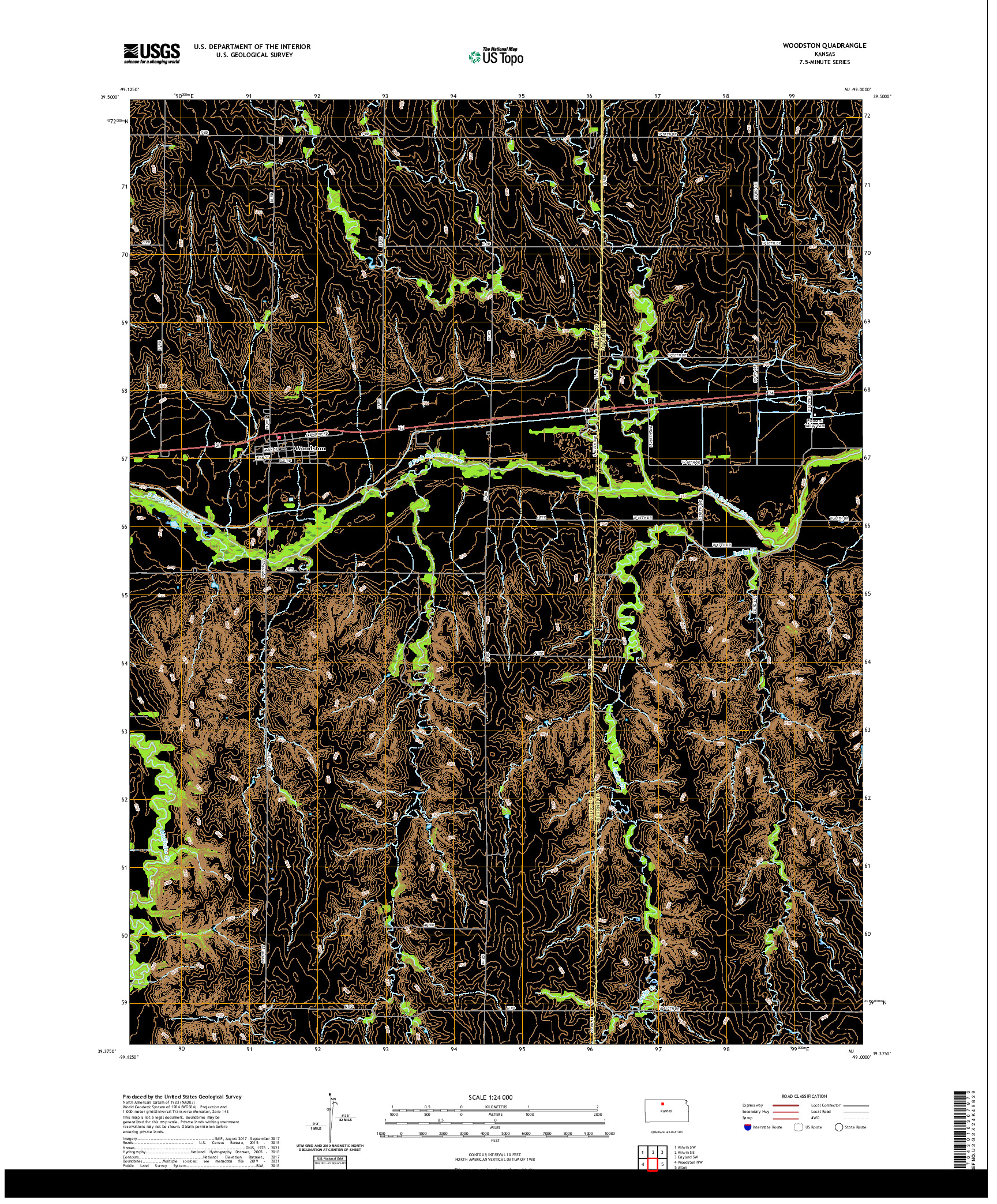 US TOPO 7.5-MINUTE MAP FOR WOODSTON, KS