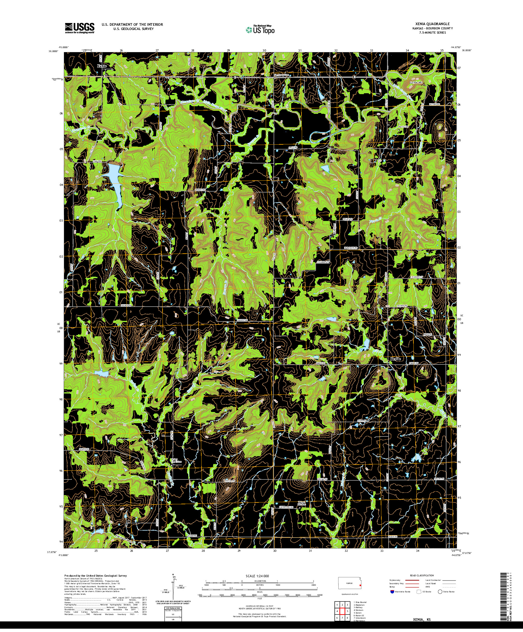 US TOPO 7.5-MINUTE MAP FOR XENIA, KS