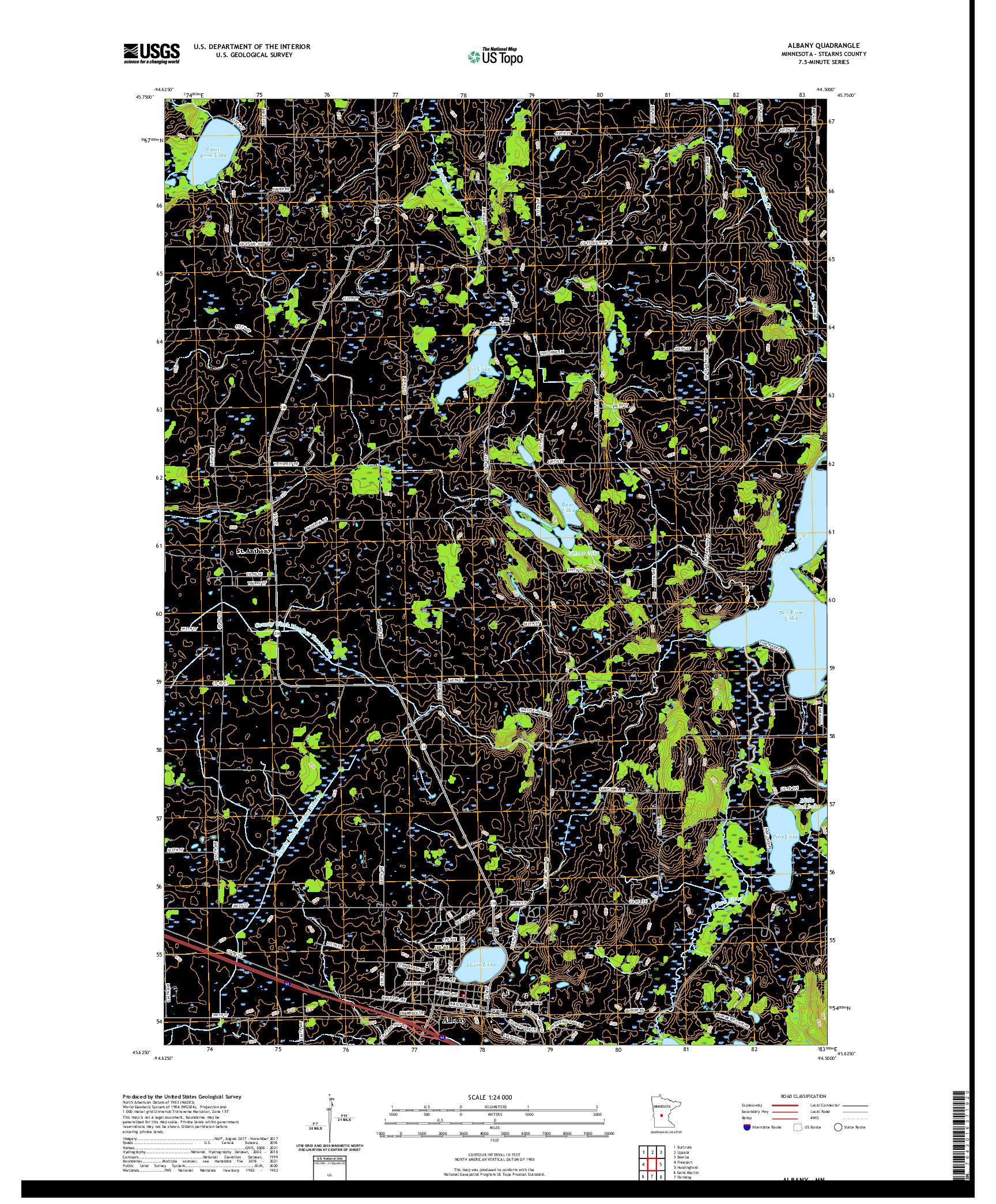 US TOPO 7.5-MINUTE MAP FOR ALBANY, MN