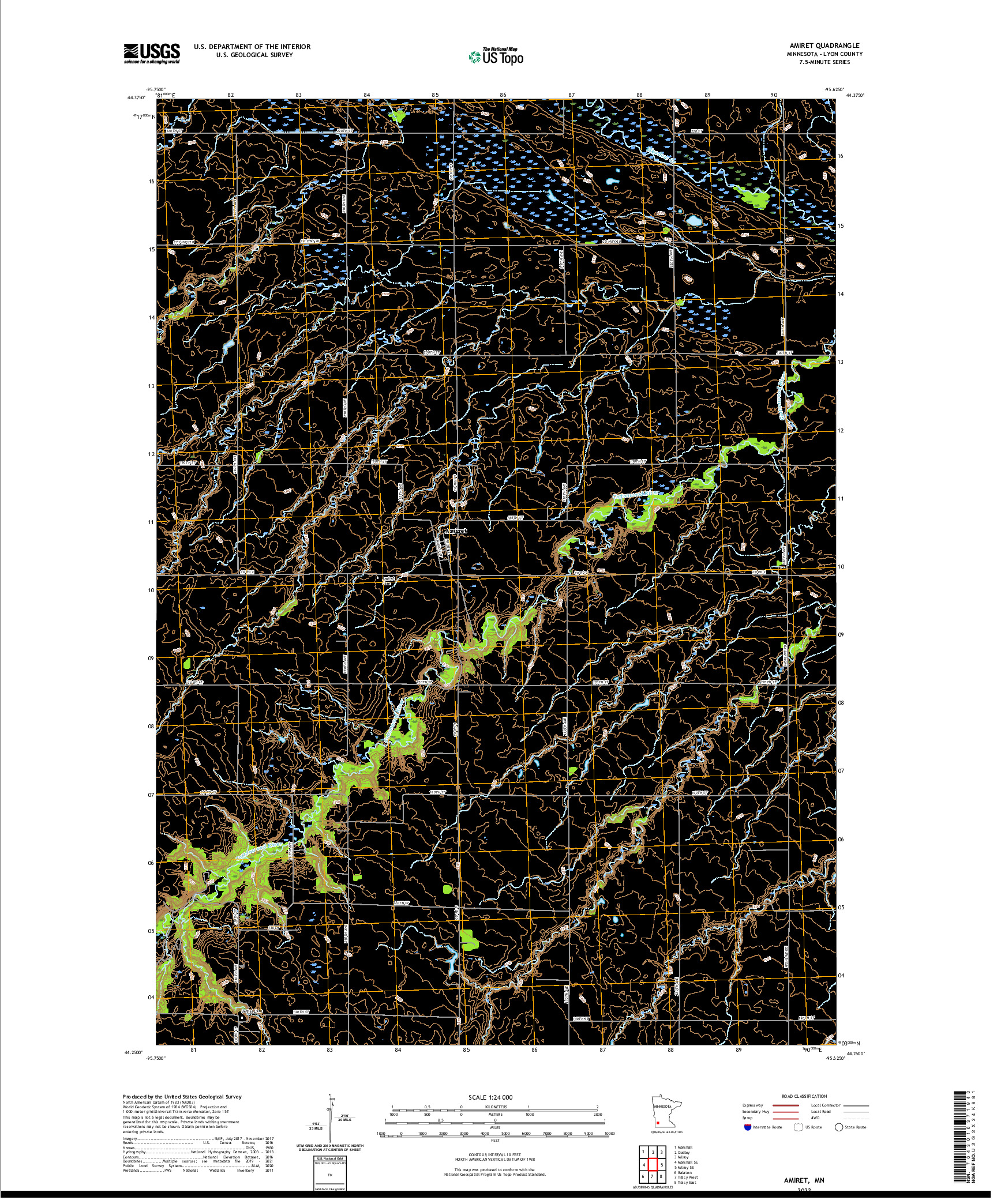 US TOPO 7.5-MINUTE MAP FOR AMIRET, MN