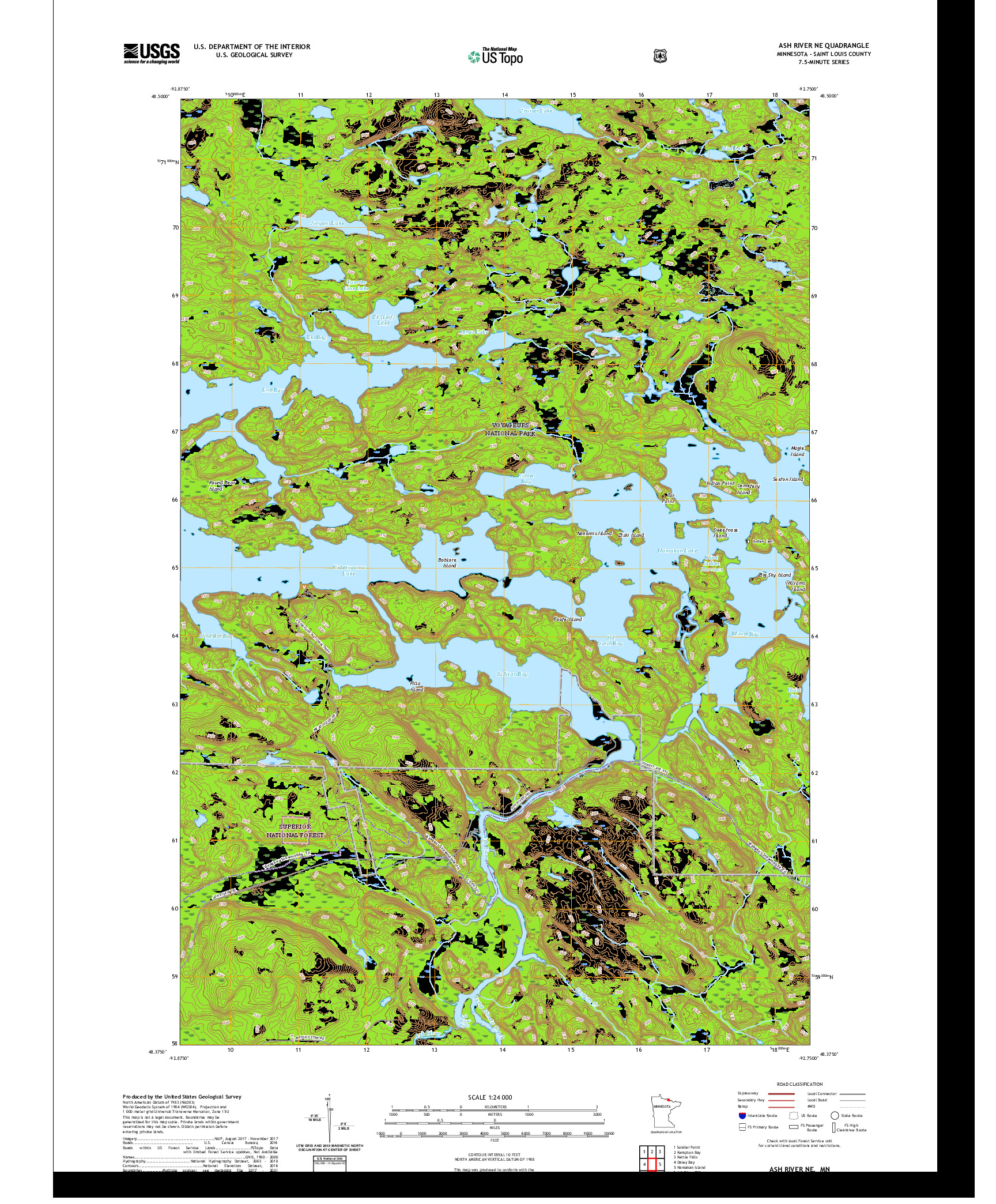 US TOPO 7.5-MINUTE MAP FOR ASH RIVER NE, MN