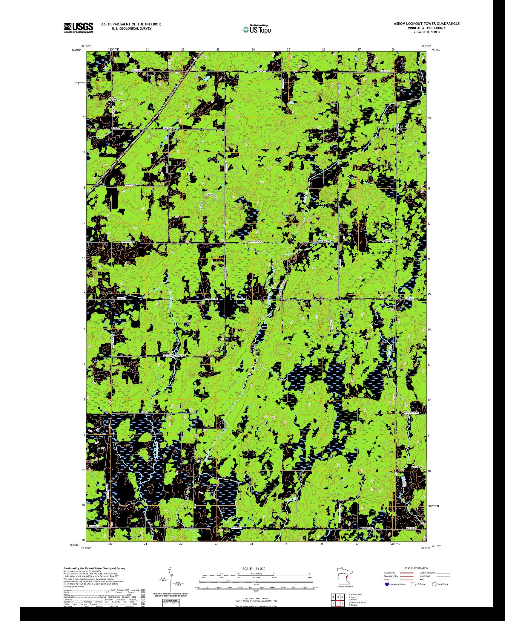 US TOPO 7.5-MINUTE MAP FOR ASKOV LOOKOUT TOWER, MN