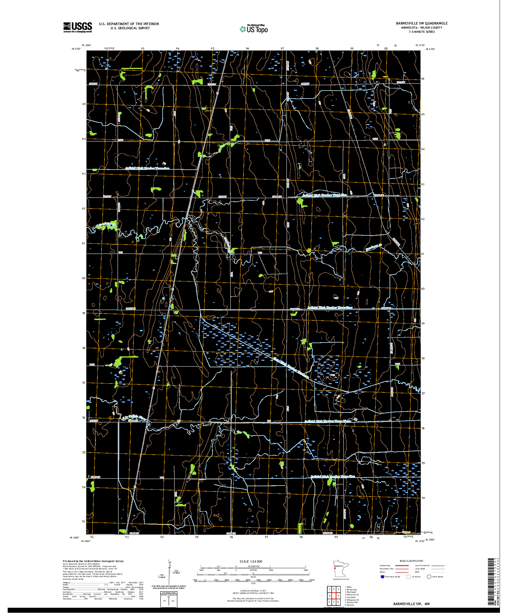 US TOPO 7.5-MINUTE MAP FOR BARNESVILLE SW, MN