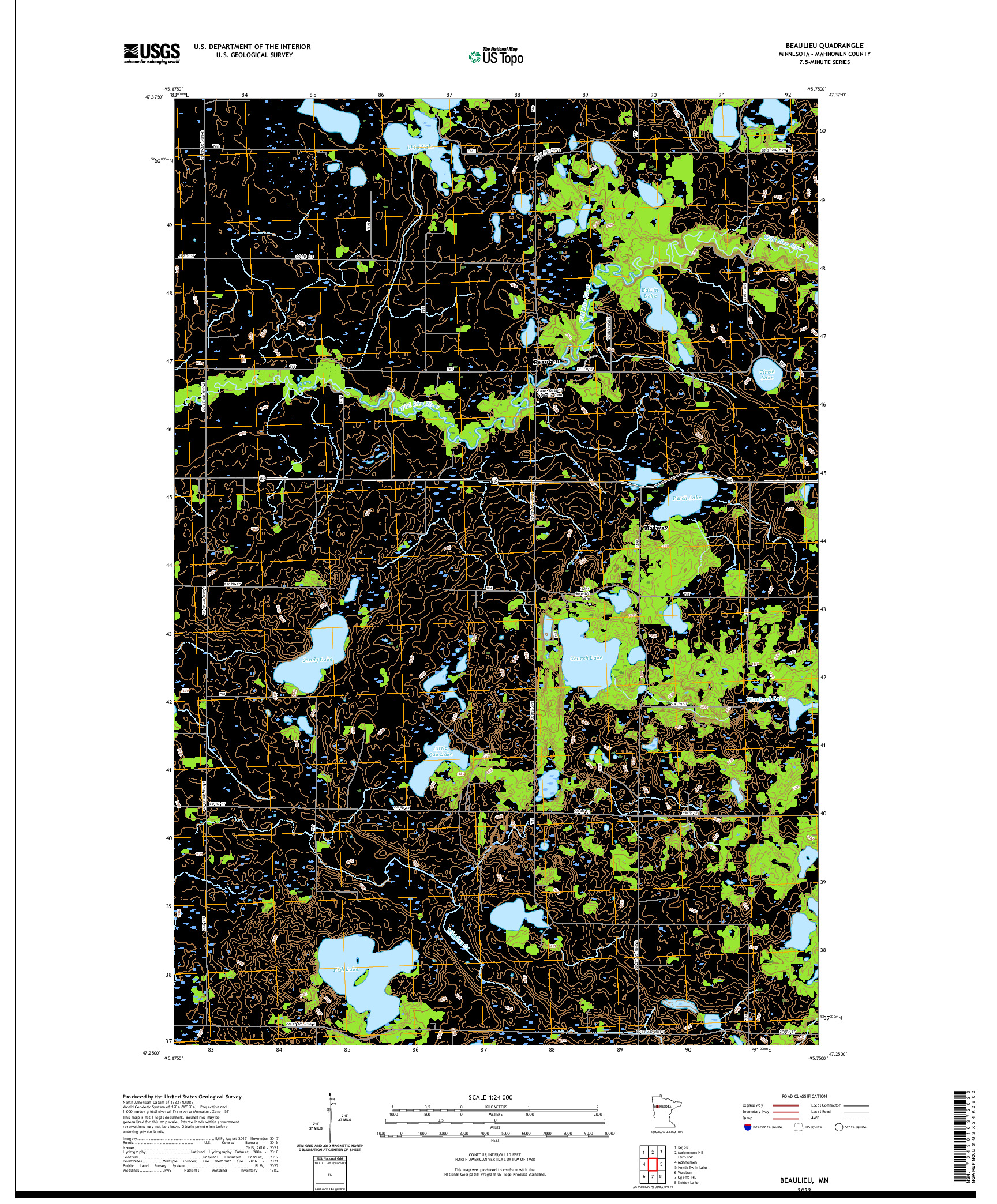 US TOPO 7.5-MINUTE MAP FOR BEAULIEU, MN