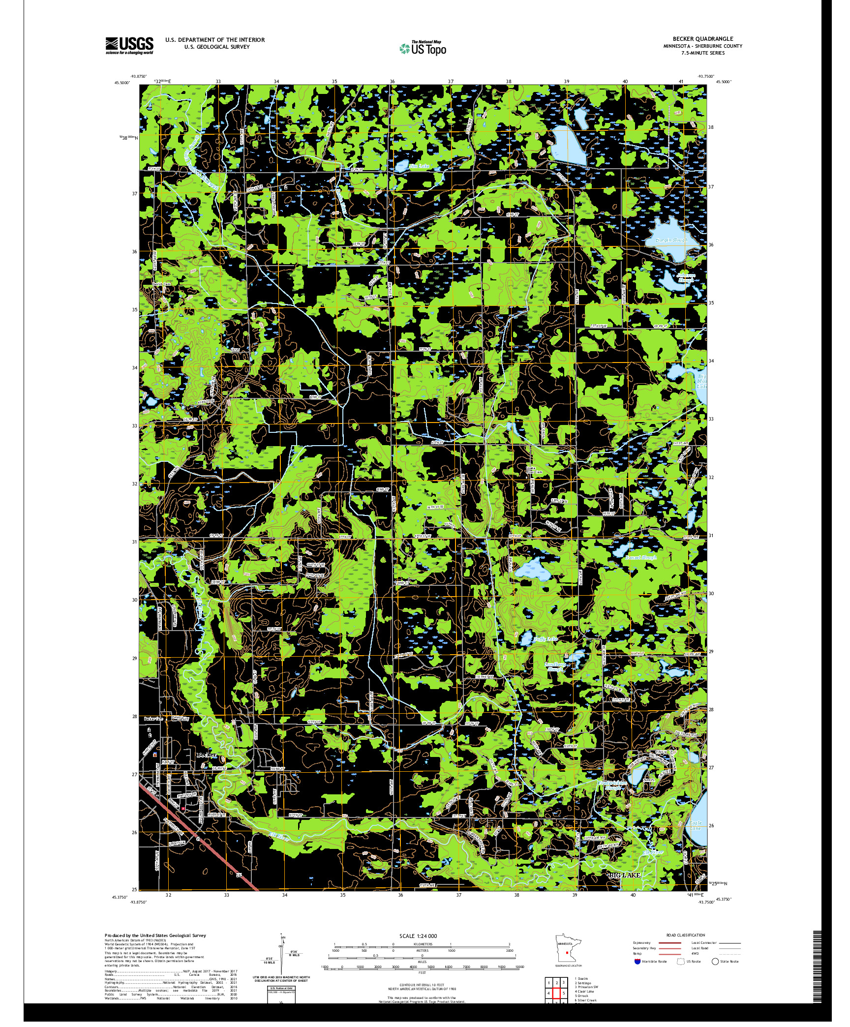 US TOPO 7.5-MINUTE MAP FOR BECKER, MN