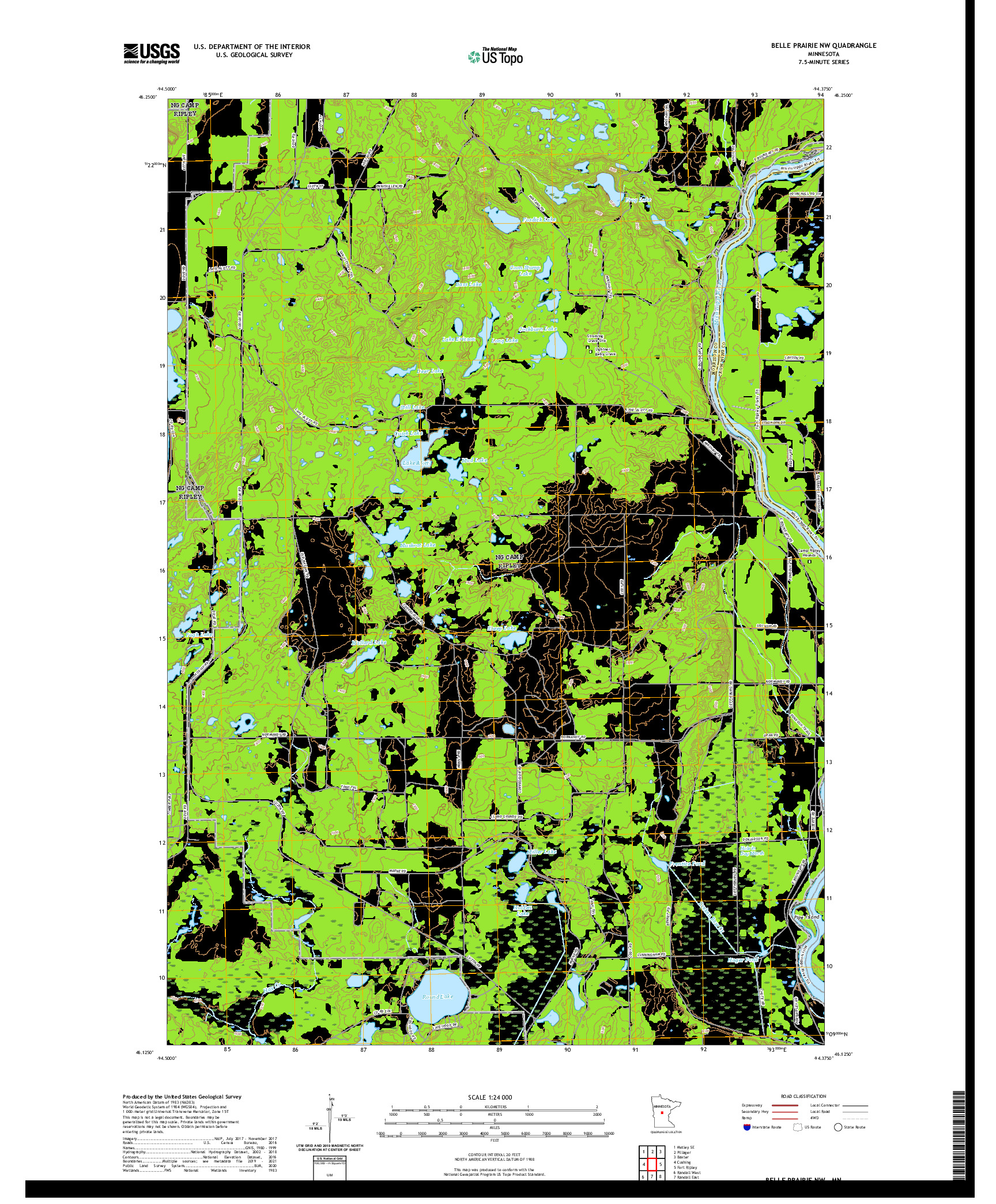 US TOPO 7.5-MINUTE MAP FOR BELLE PRAIRIE NW, MN