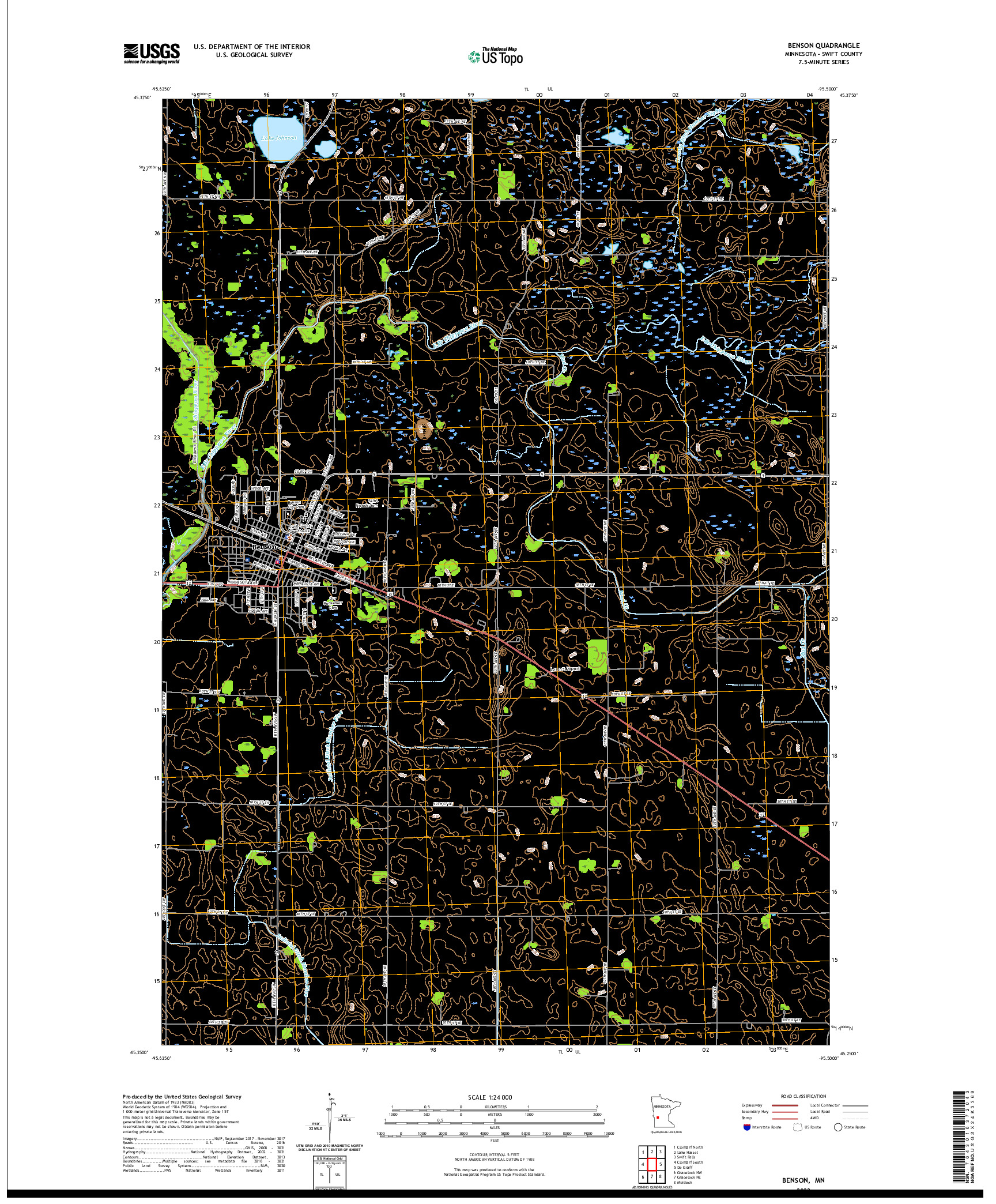 US TOPO 7.5-MINUTE MAP FOR BENSON, MN