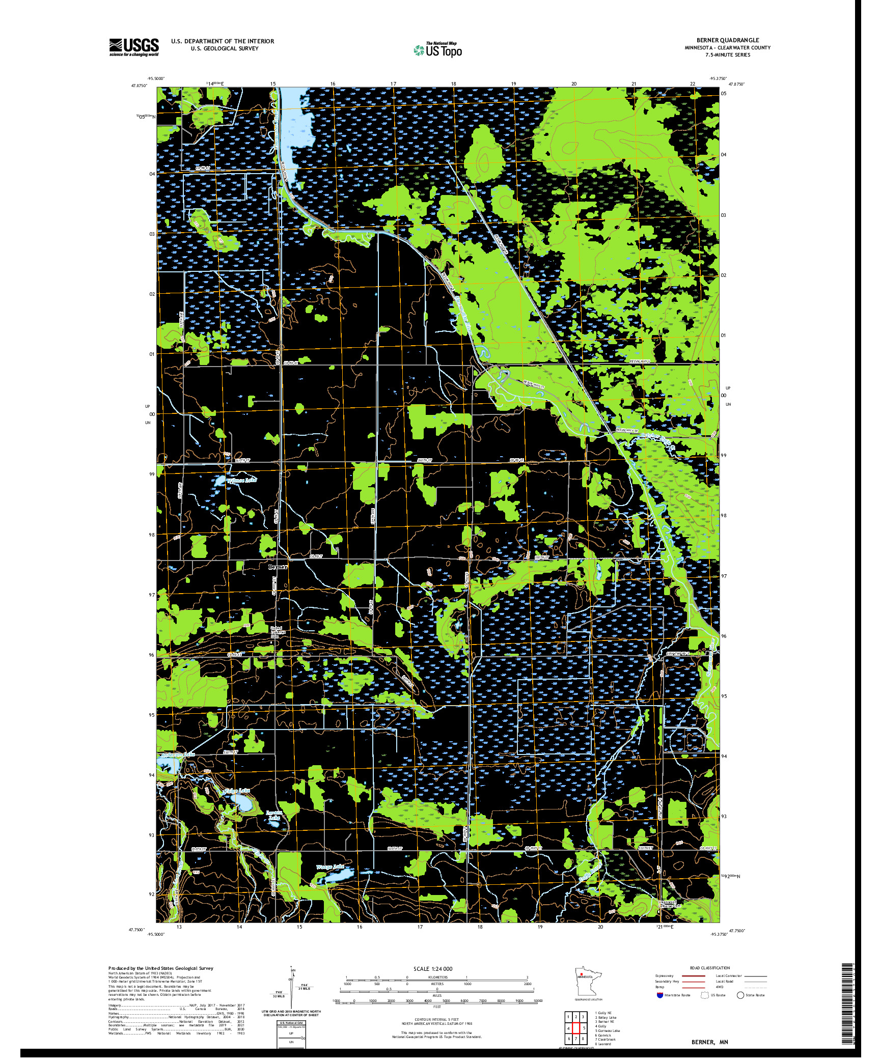 US TOPO 7.5-MINUTE MAP FOR BERNER, MN