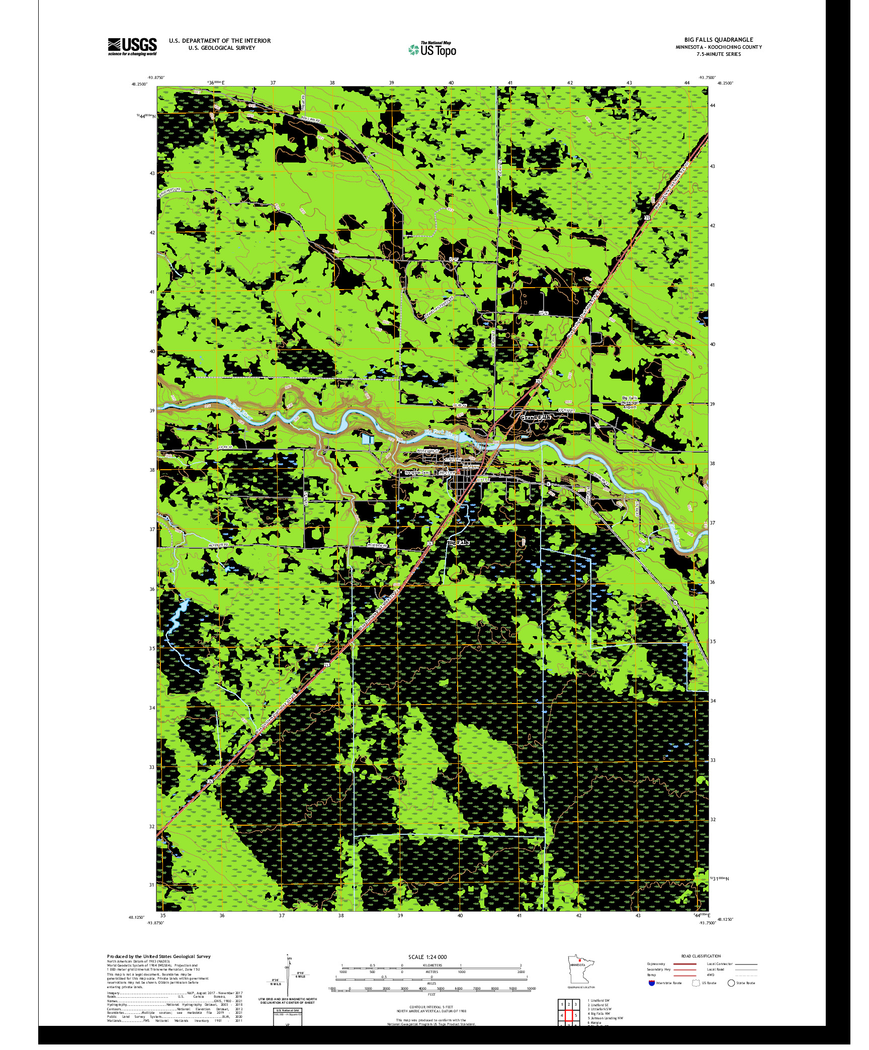 US TOPO 7.5-MINUTE MAP FOR BIG FALLS, MN