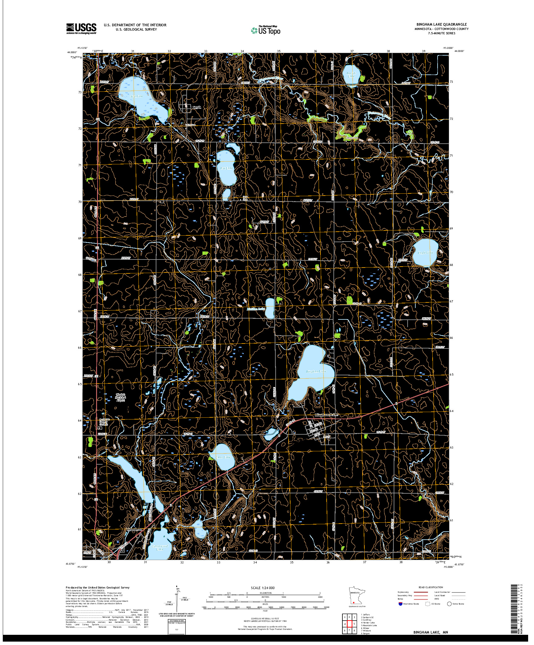 US TOPO 7.5-MINUTE MAP FOR BINGHAM LAKE, MN