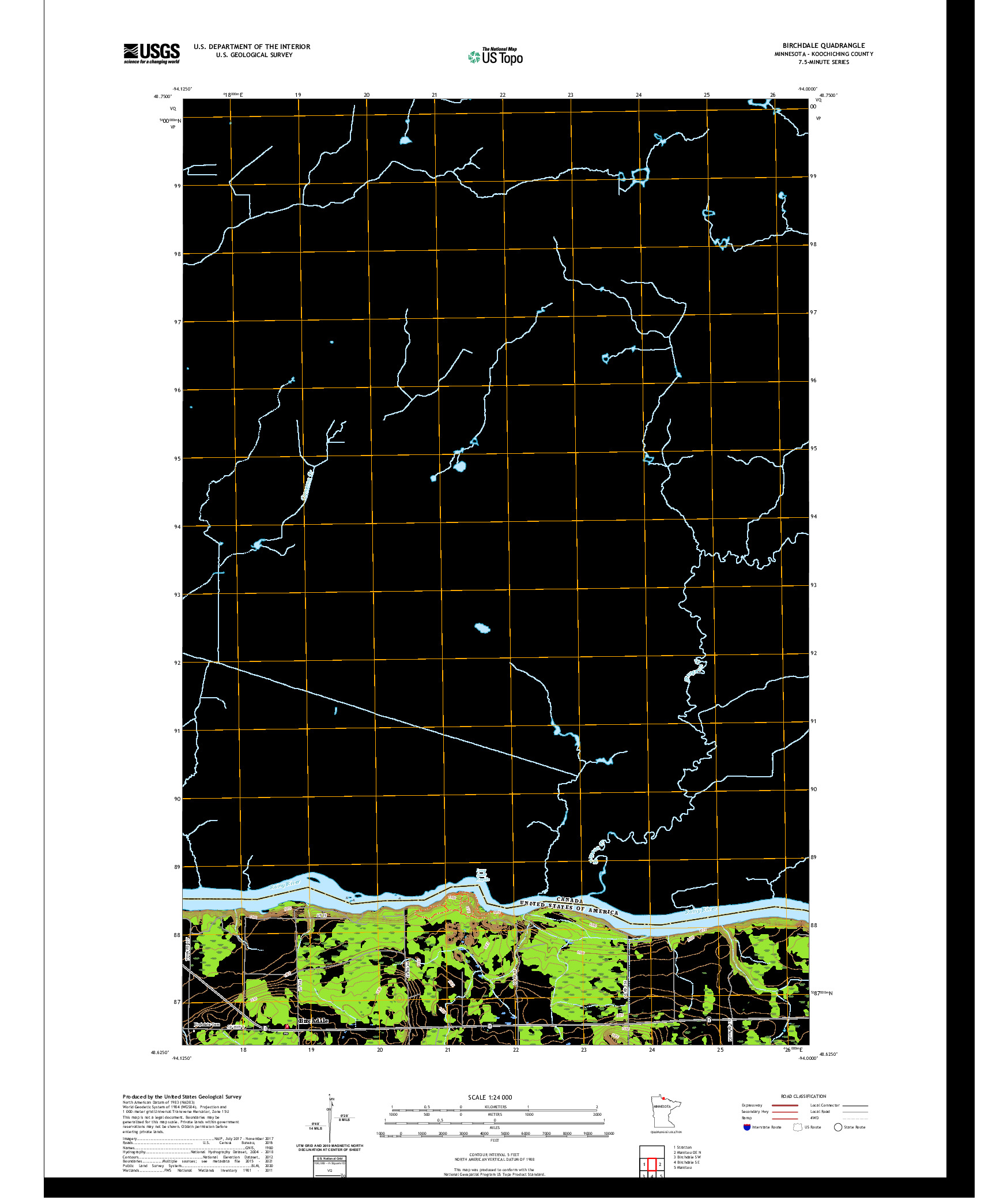 US TOPO 7.5-MINUTE MAP FOR BIRCHDALE, MN,ON