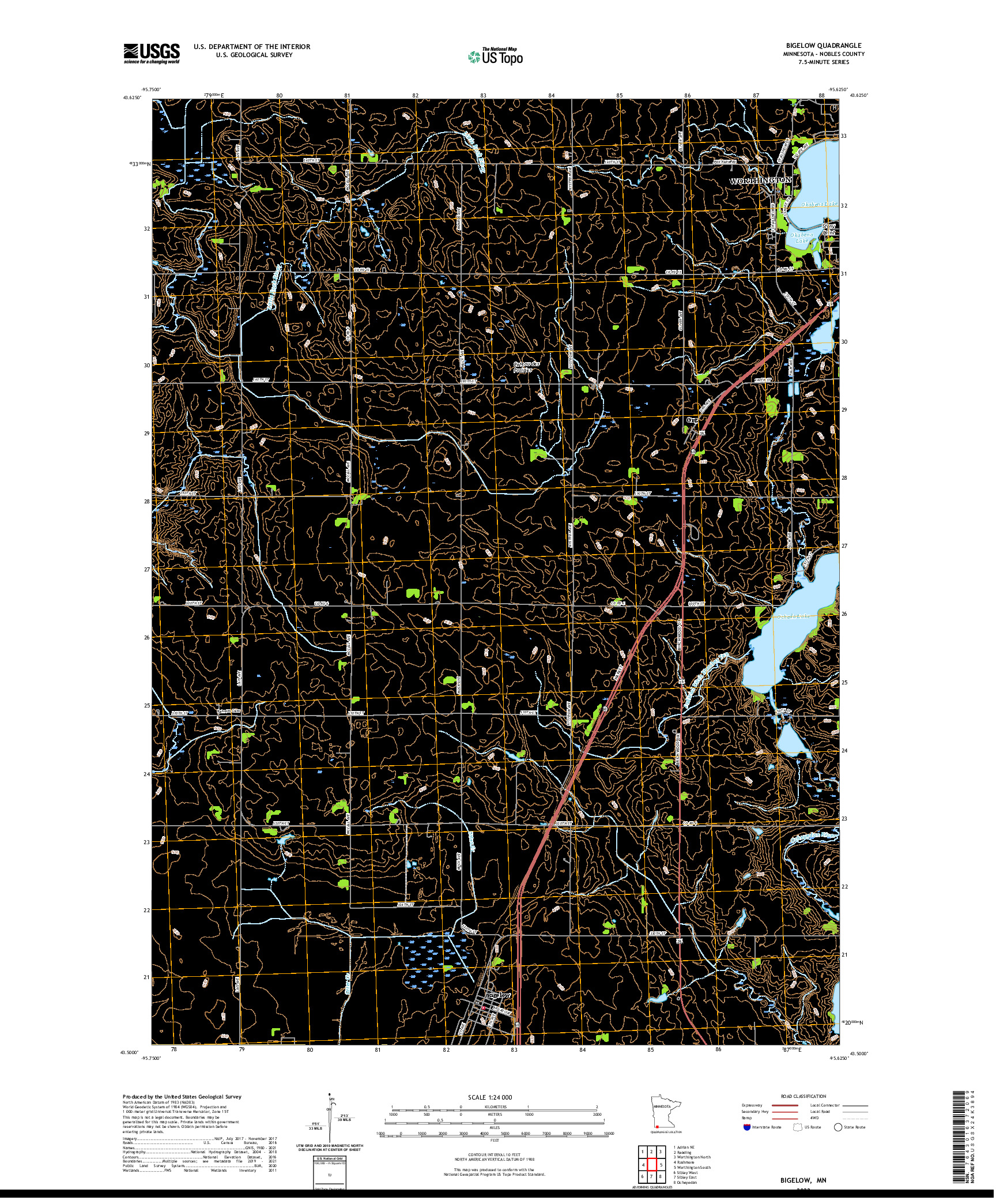 US TOPO 7.5-MINUTE MAP FOR BIGELOW, MN