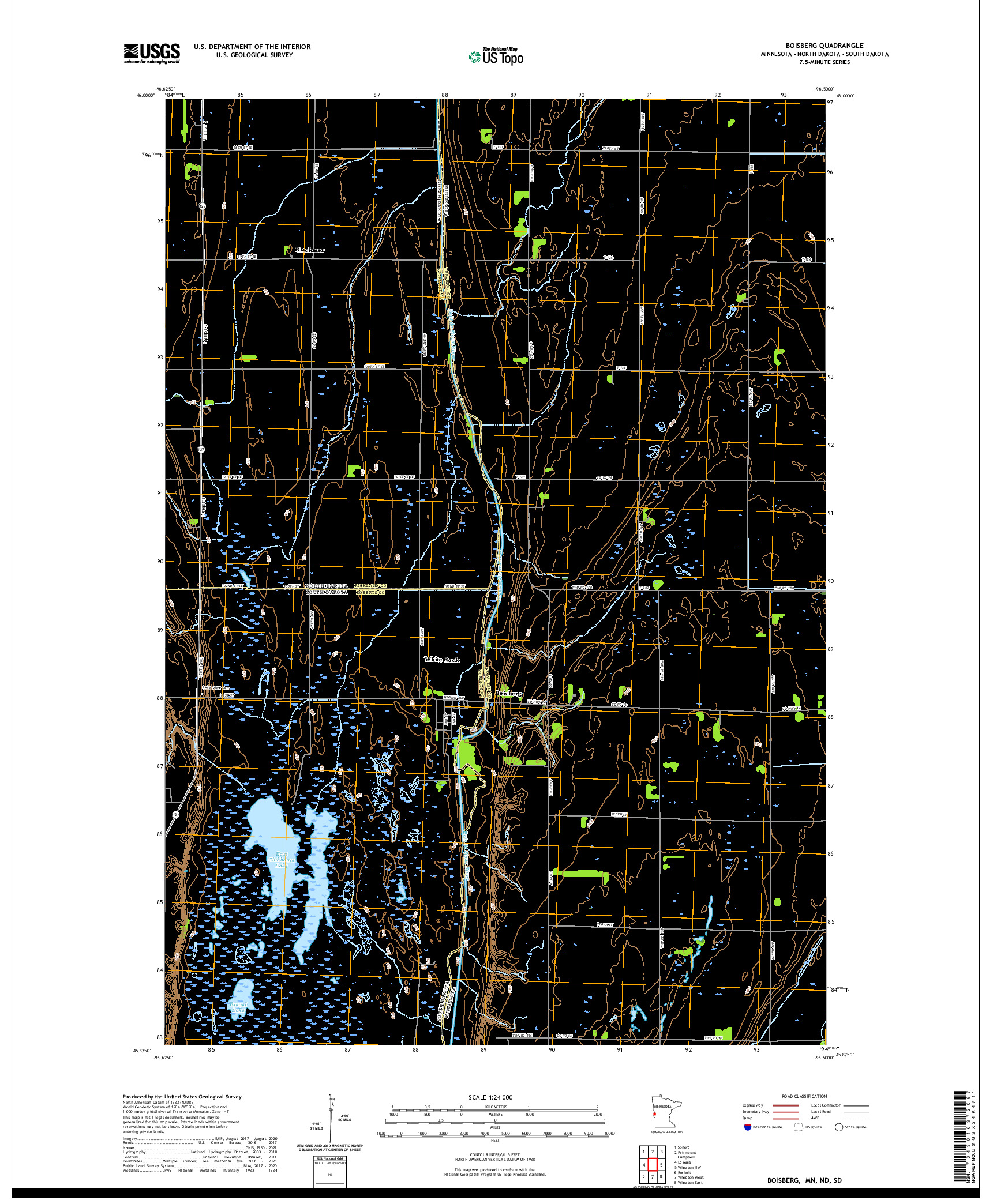 US TOPO 7.5-MINUTE MAP FOR BOISBERG, MN,ND,SD