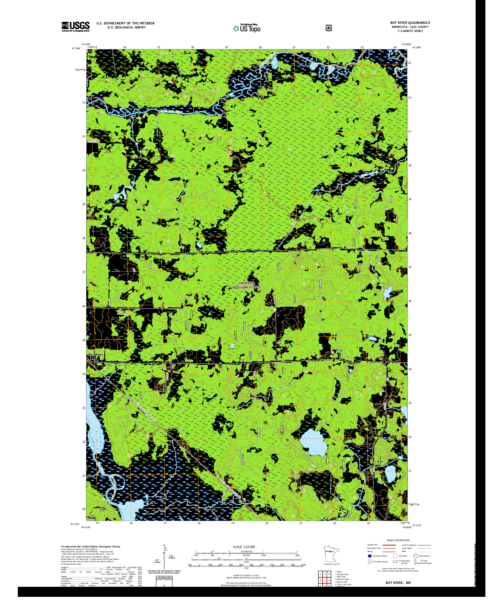 US TOPO 7.5-MINUTE MAP FOR BOY RIVER, MN