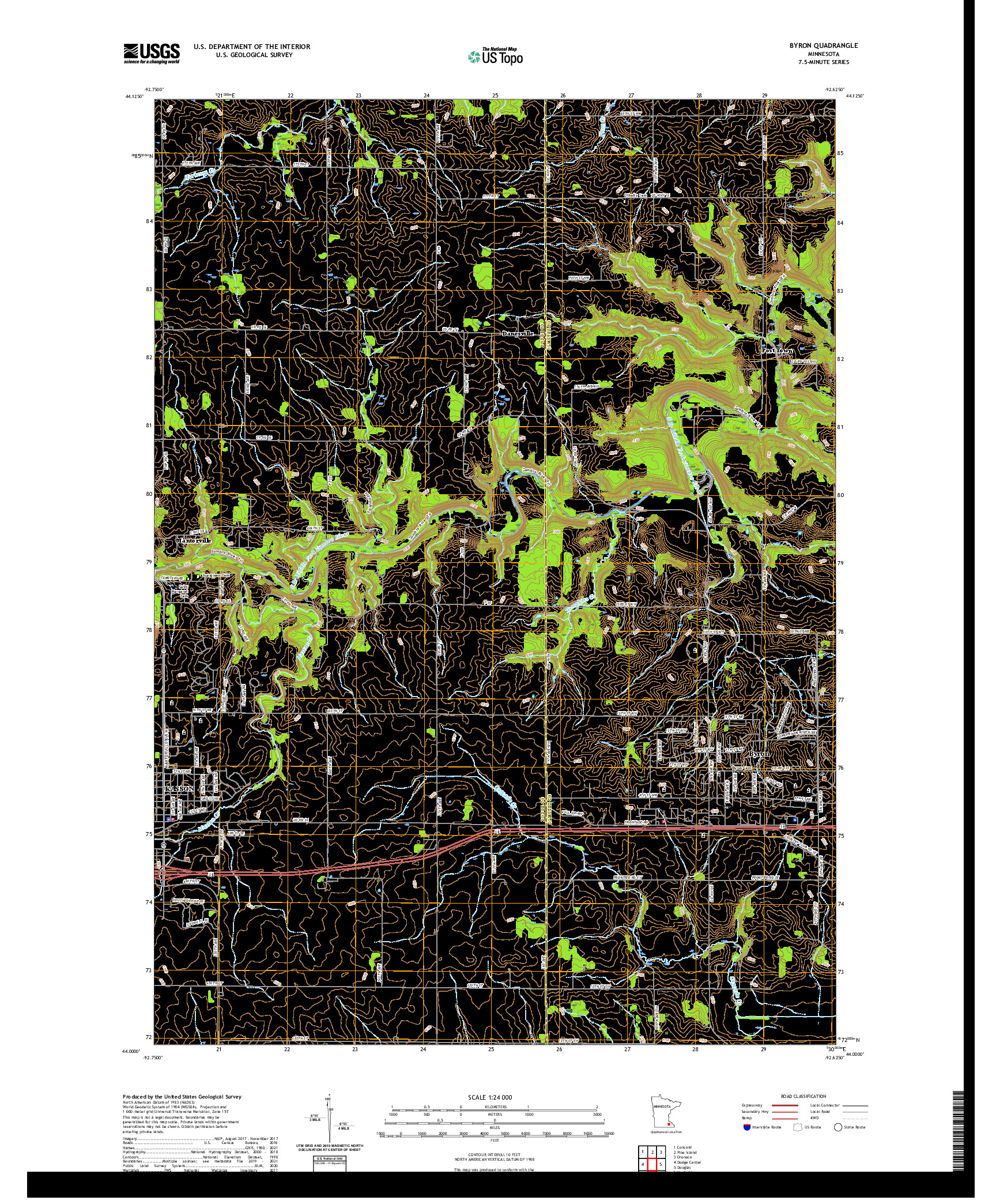 US TOPO 7.5-MINUTE MAP FOR BYRON, MN