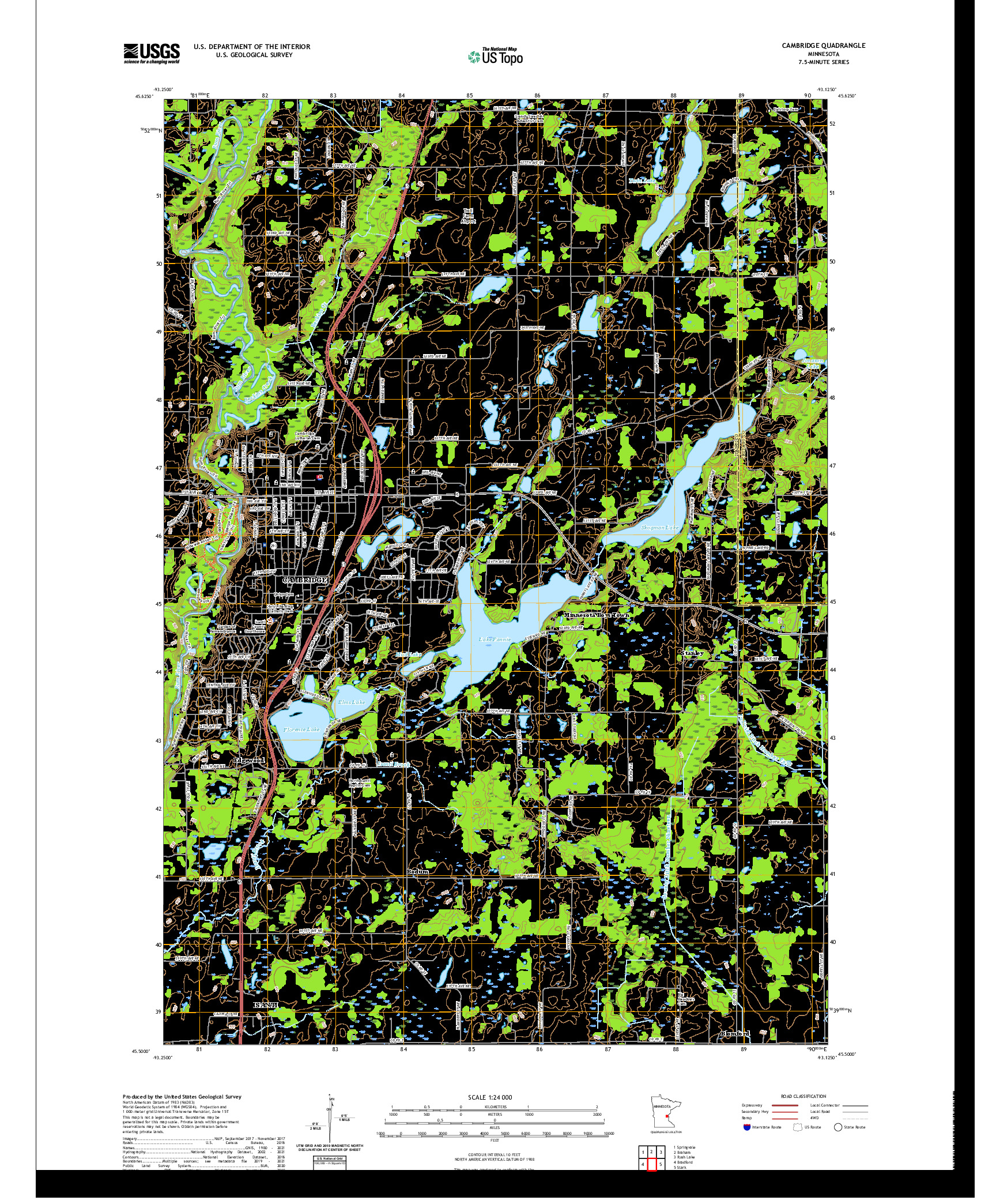 US TOPO 7.5-MINUTE MAP FOR CAMBRIDGE, MN