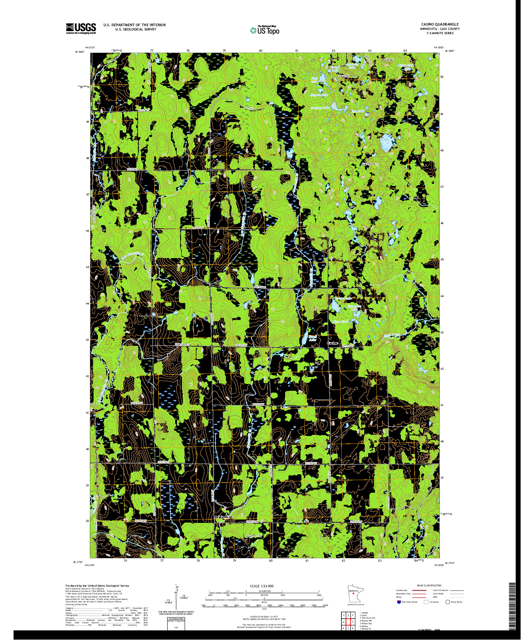 US TOPO 7.5-MINUTE MAP FOR CASINO, MN