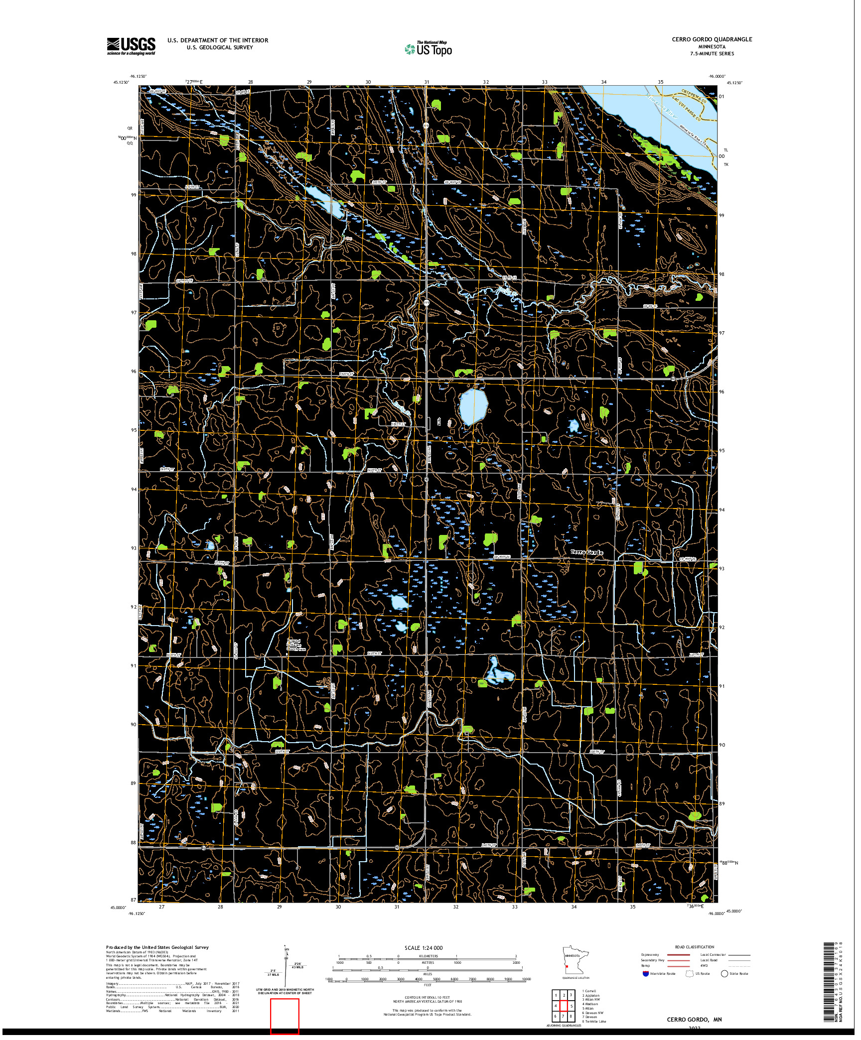 US TOPO 7.5-MINUTE MAP FOR CERRO GORDO, MN