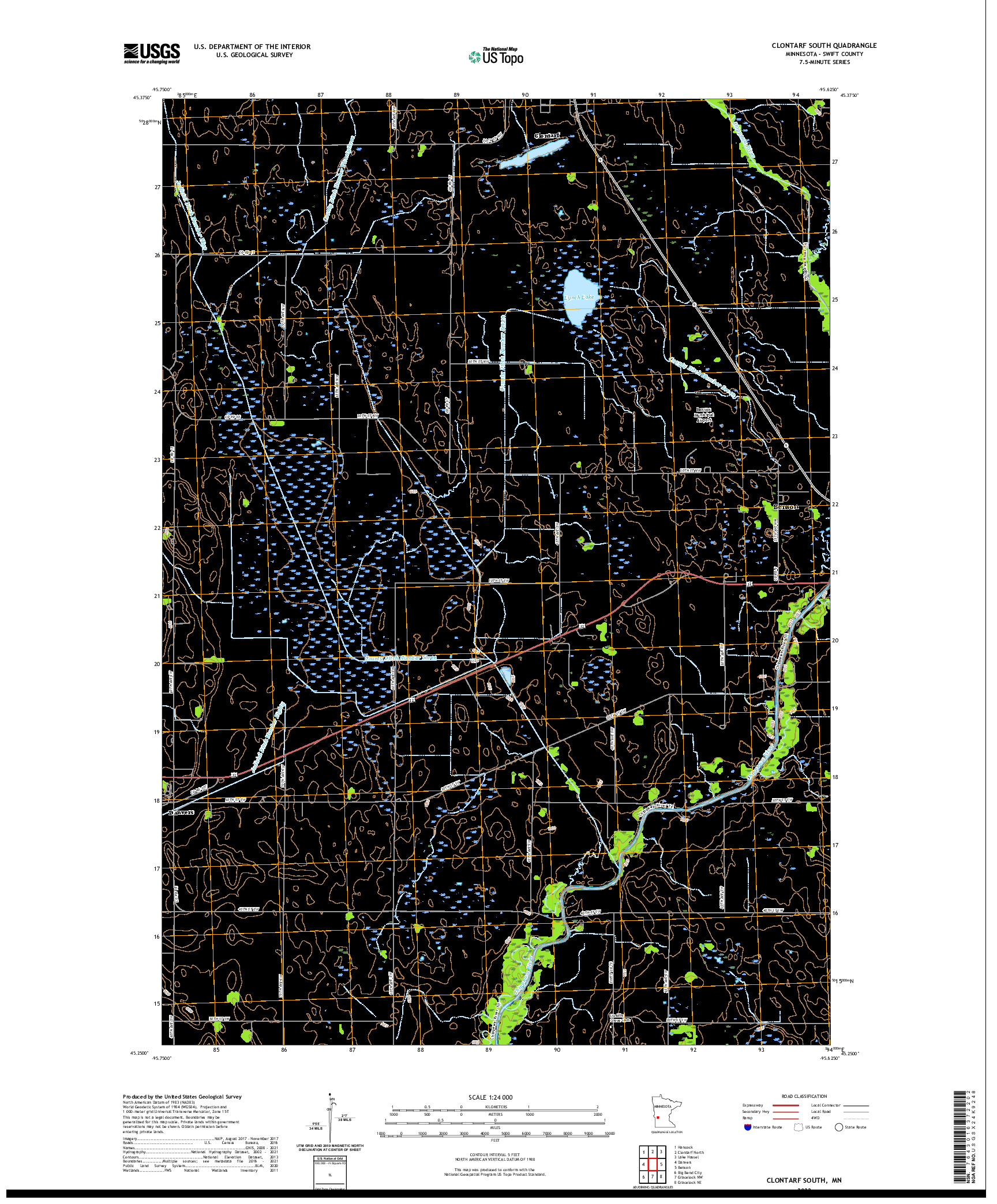 US TOPO 7.5-MINUTE MAP FOR CLONTARF SOUTH, MN