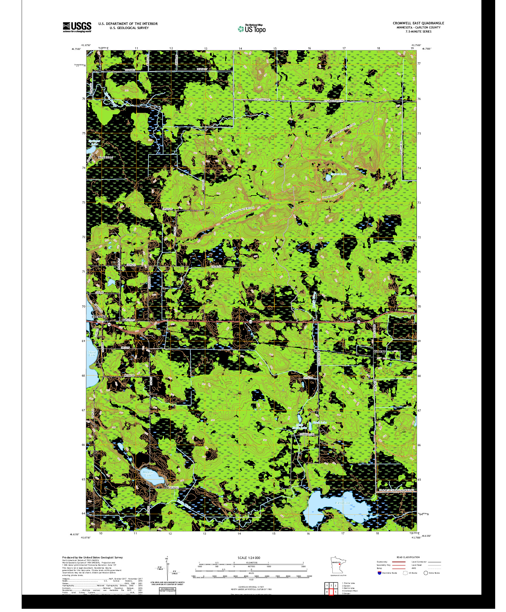 US TOPO 7.5-MINUTE MAP FOR CROMWELL EAST, MN