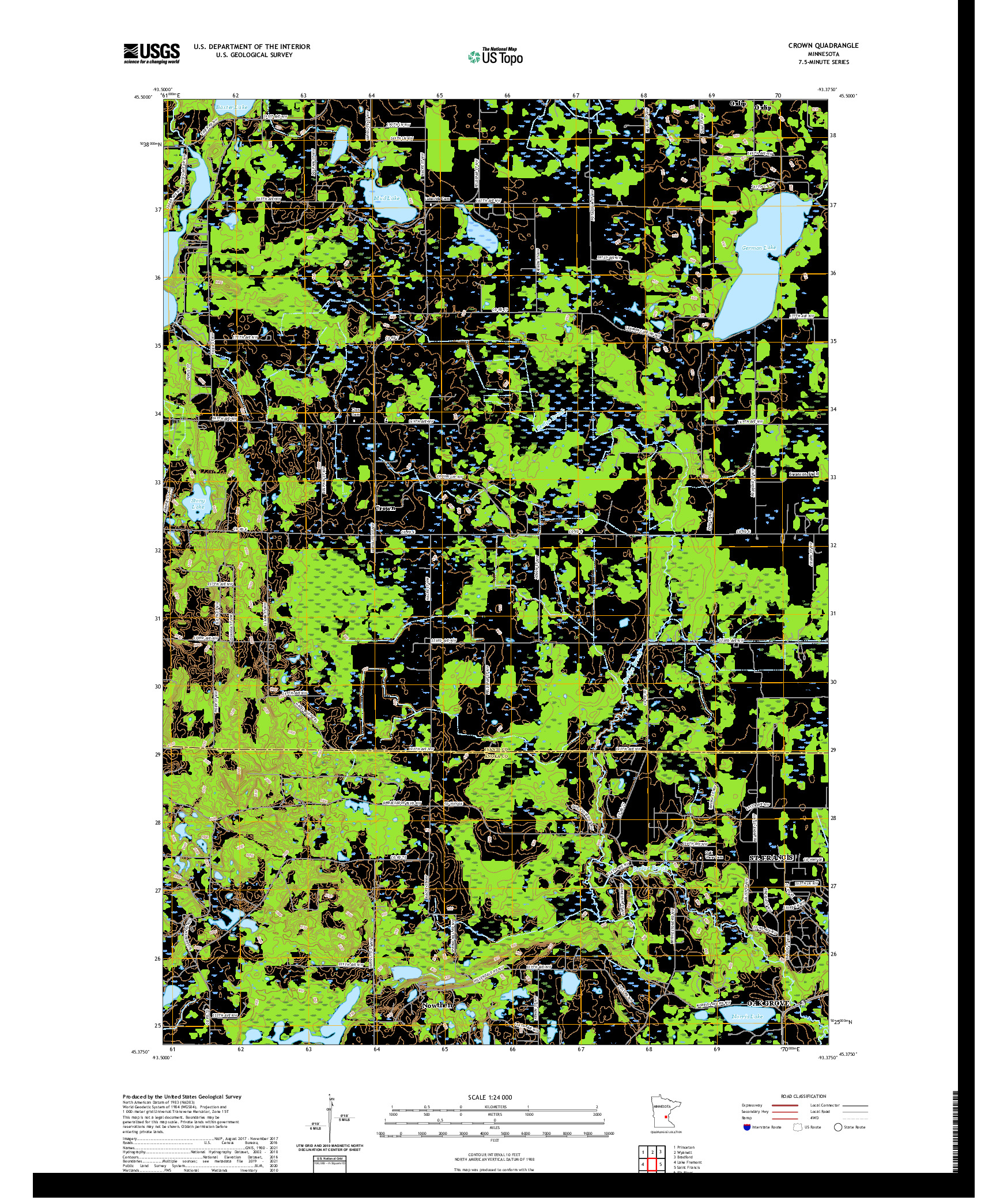 US TOPO 7.5-MINUTE MAP FOR CROWN, MN