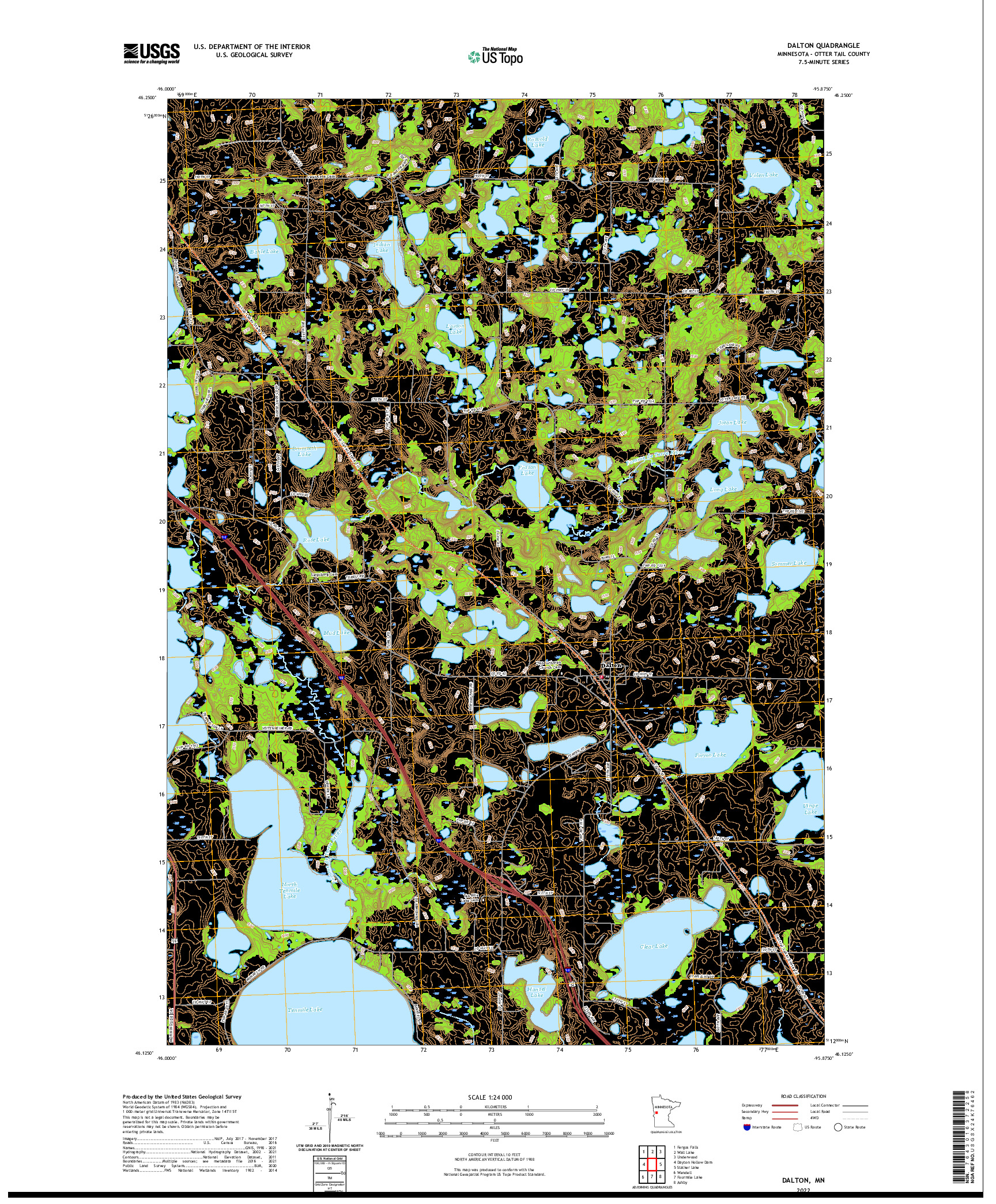 US TOPO 7.5-MINUTE MAP FOR DALTON, MN