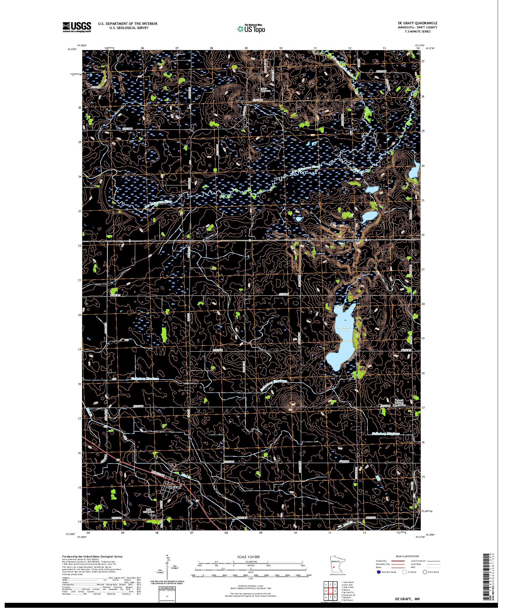 US TOPO 7.5-MINUTE MAP FOR DE GRAFF, MN