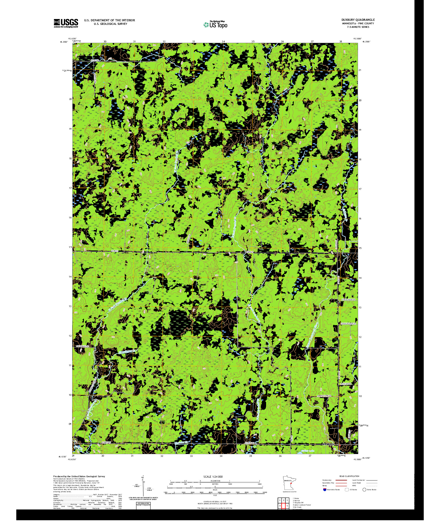 US TOPO 7.5-MINUTE MAP FOR DUXBURY, MN