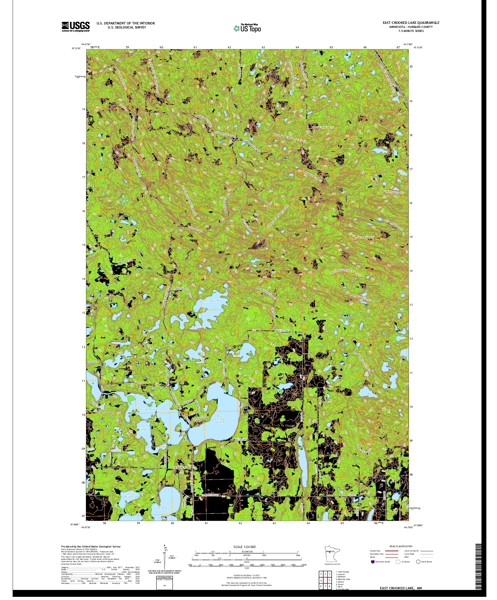 US TOPO 7.5-MINUTE MAP FOR EAST CROOKED LAKE, MN