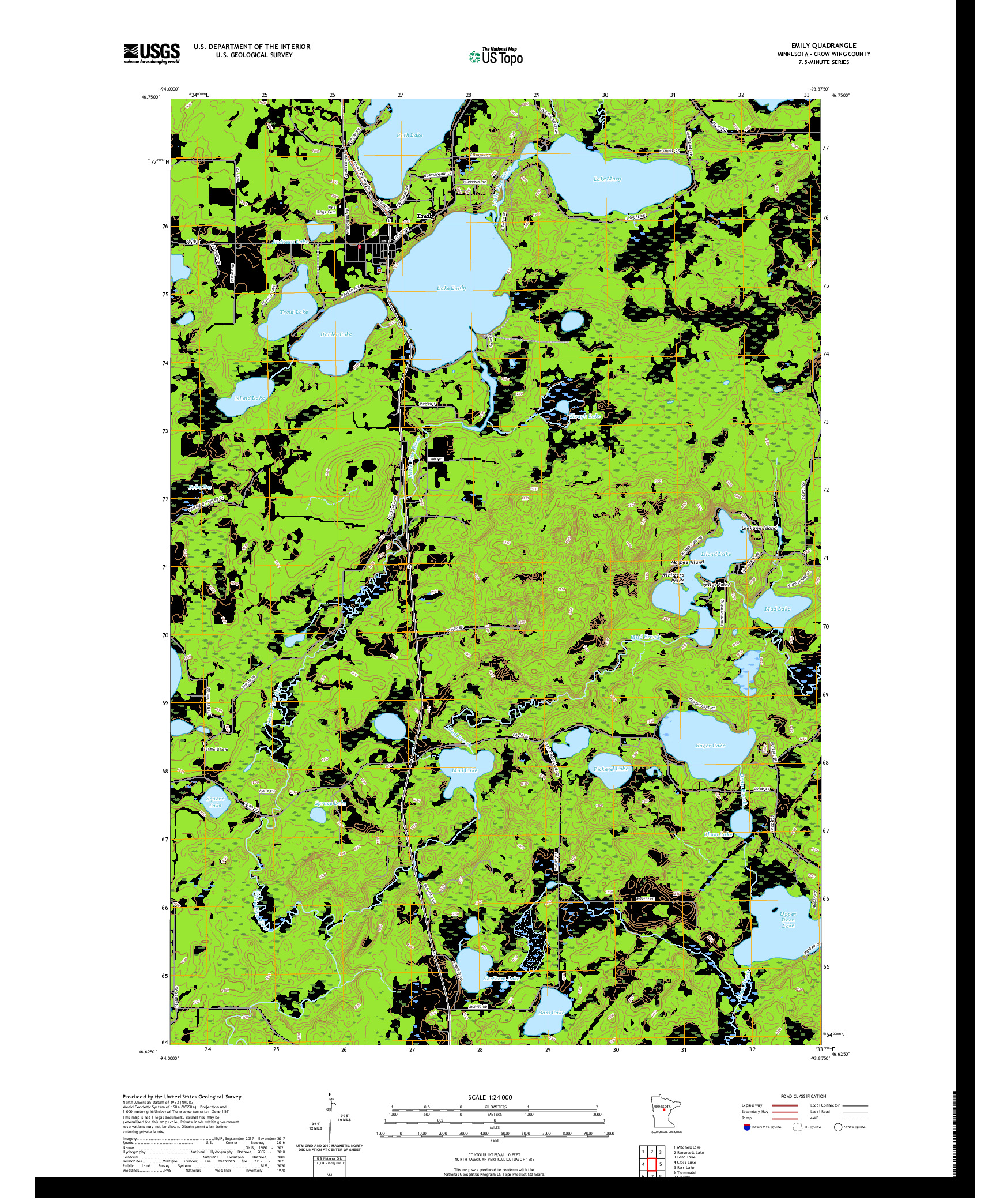 US TOPO 7.5-MINUTE MAP FOR EMILY, MN