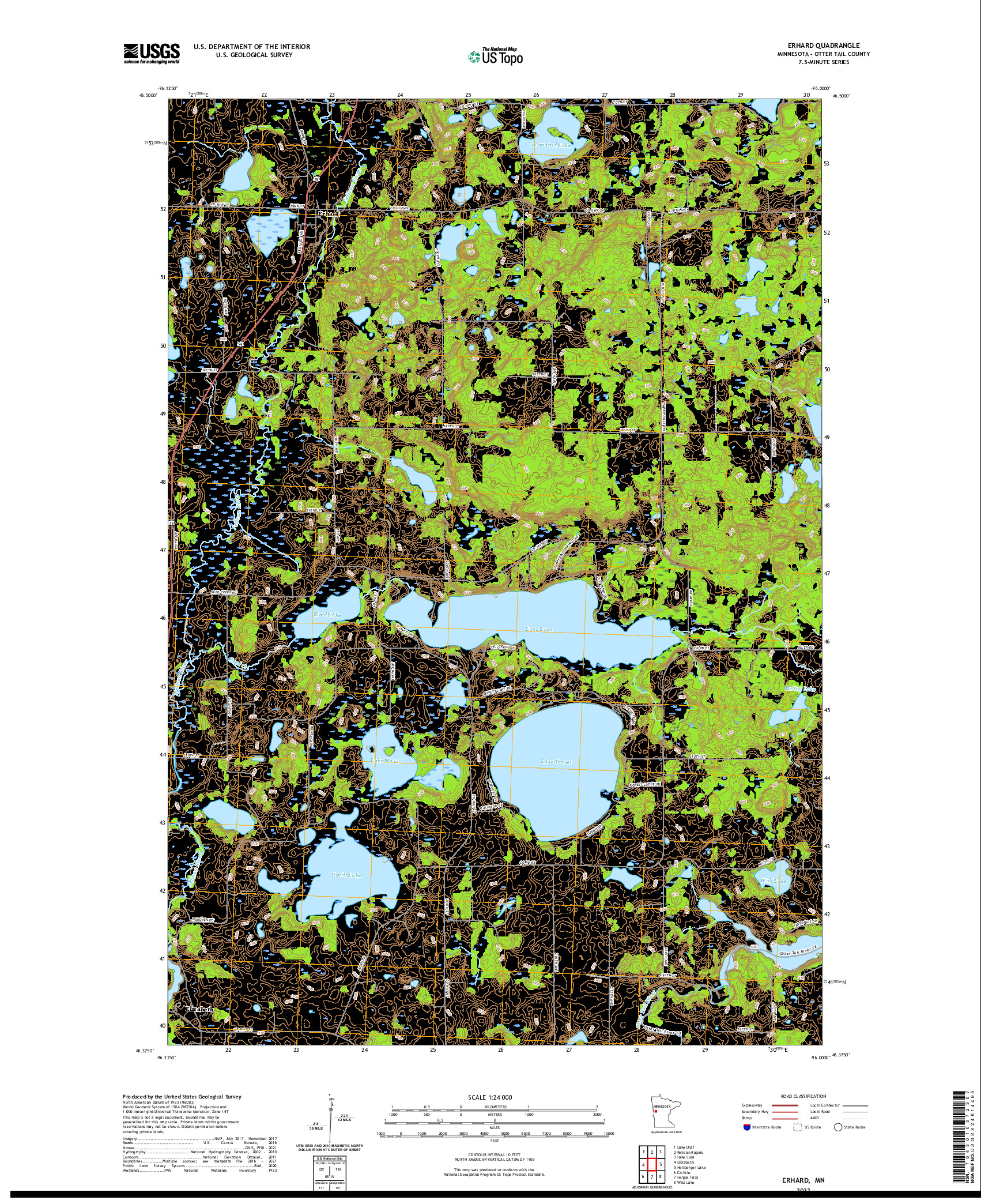 US TOPO 7.5-MINUTE MAP FOR ERHARD, MN