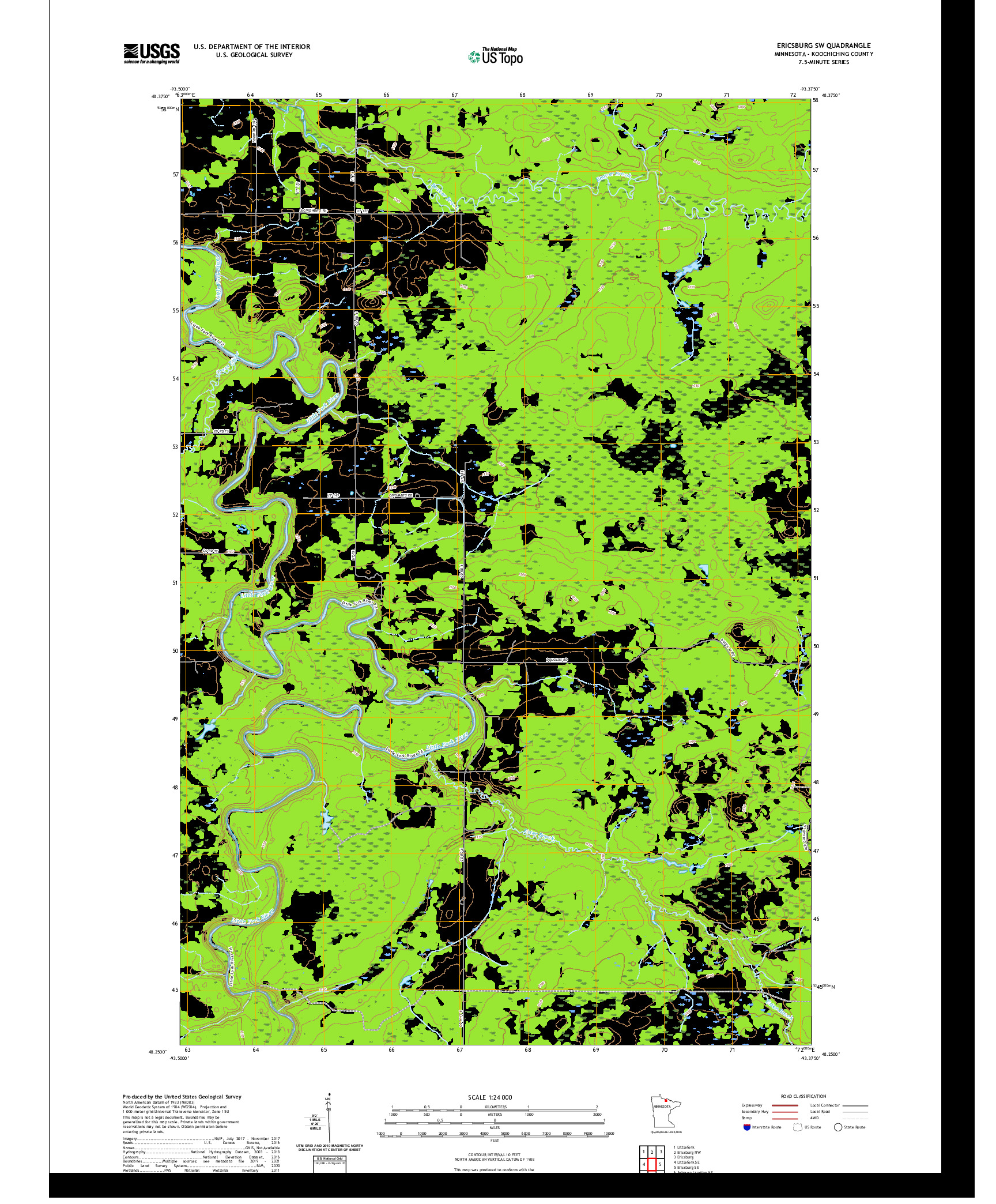 US TOPO 7.5-MINUTE MAP FOR ERICSBURG SW, MN