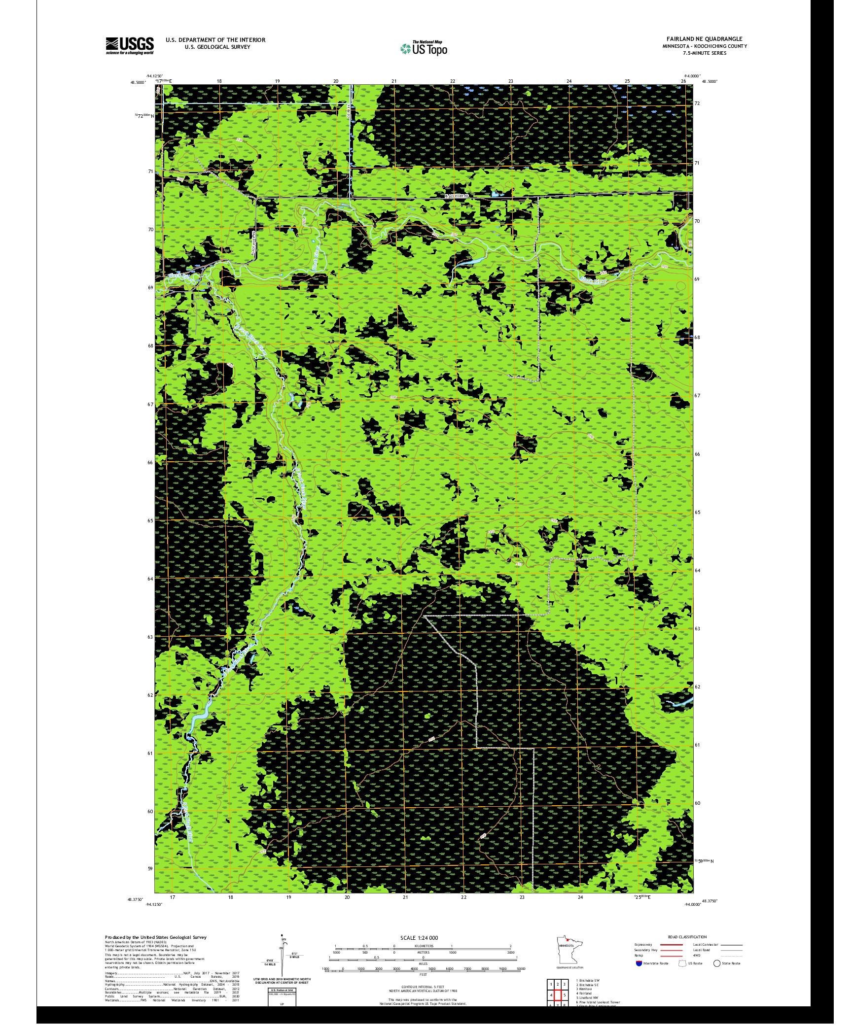 US TOPO 7.5-MINUTE MAP FOR FAIRLAND NE, MN