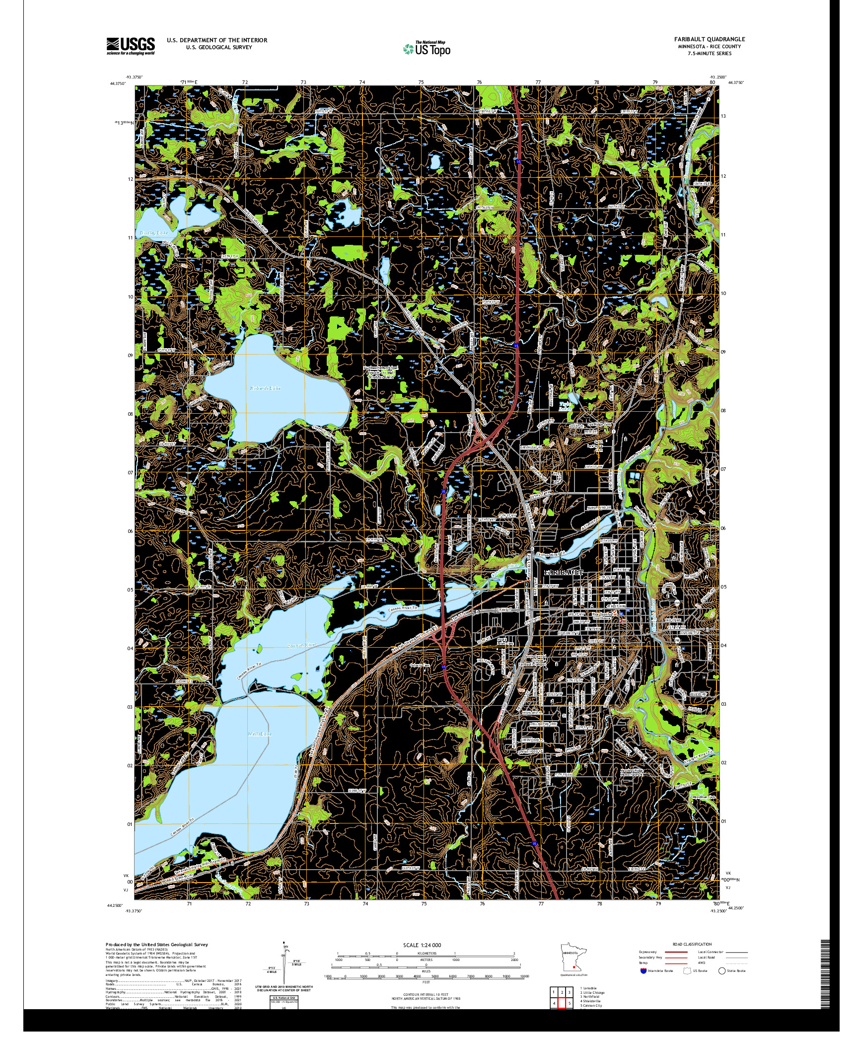 US TOPO 7.5-MINUTE MAP FOR FARIBAULT, MN