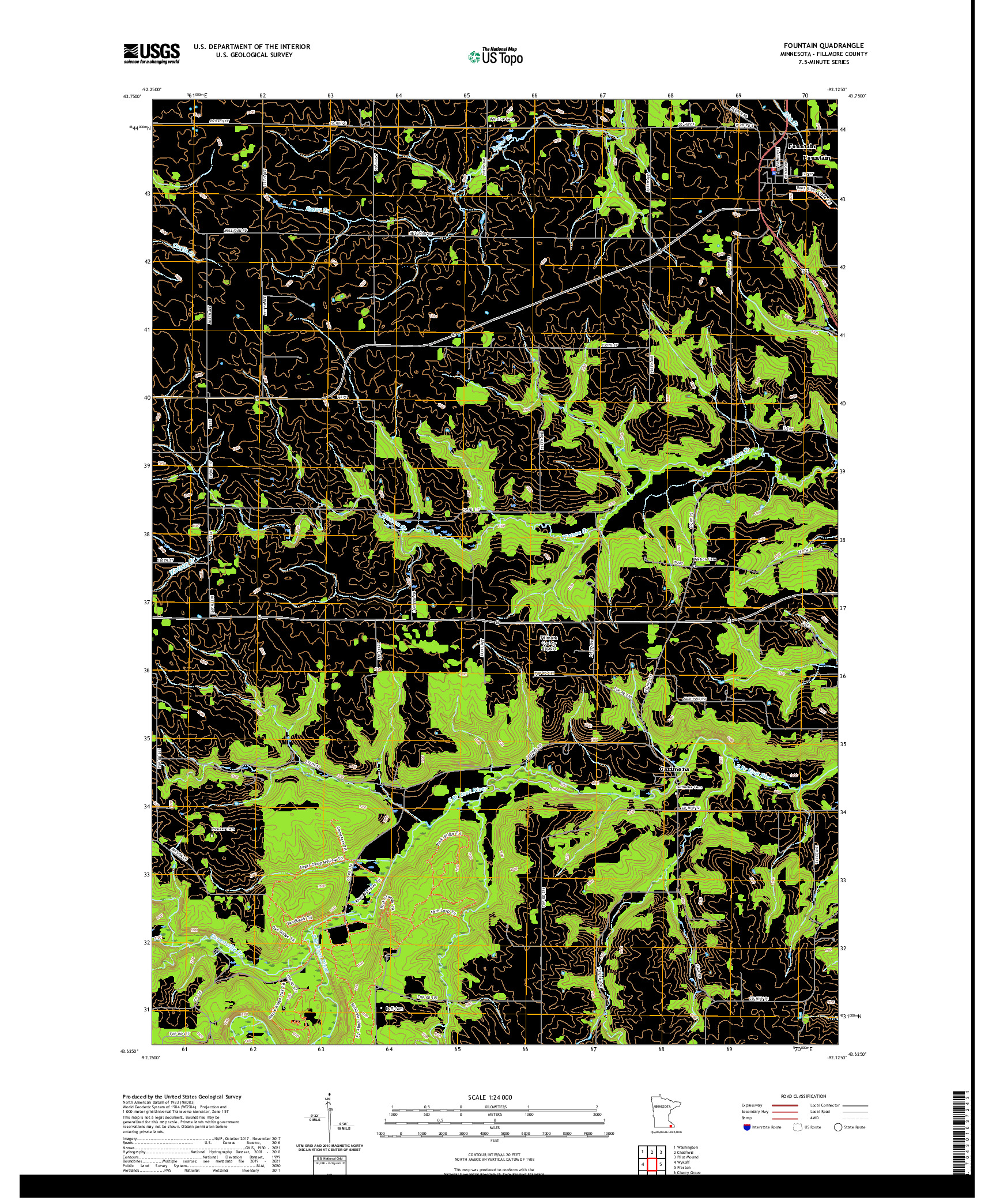 US TOPO 7.5-MINUTE MAP FOR FOUNTAIN, MN