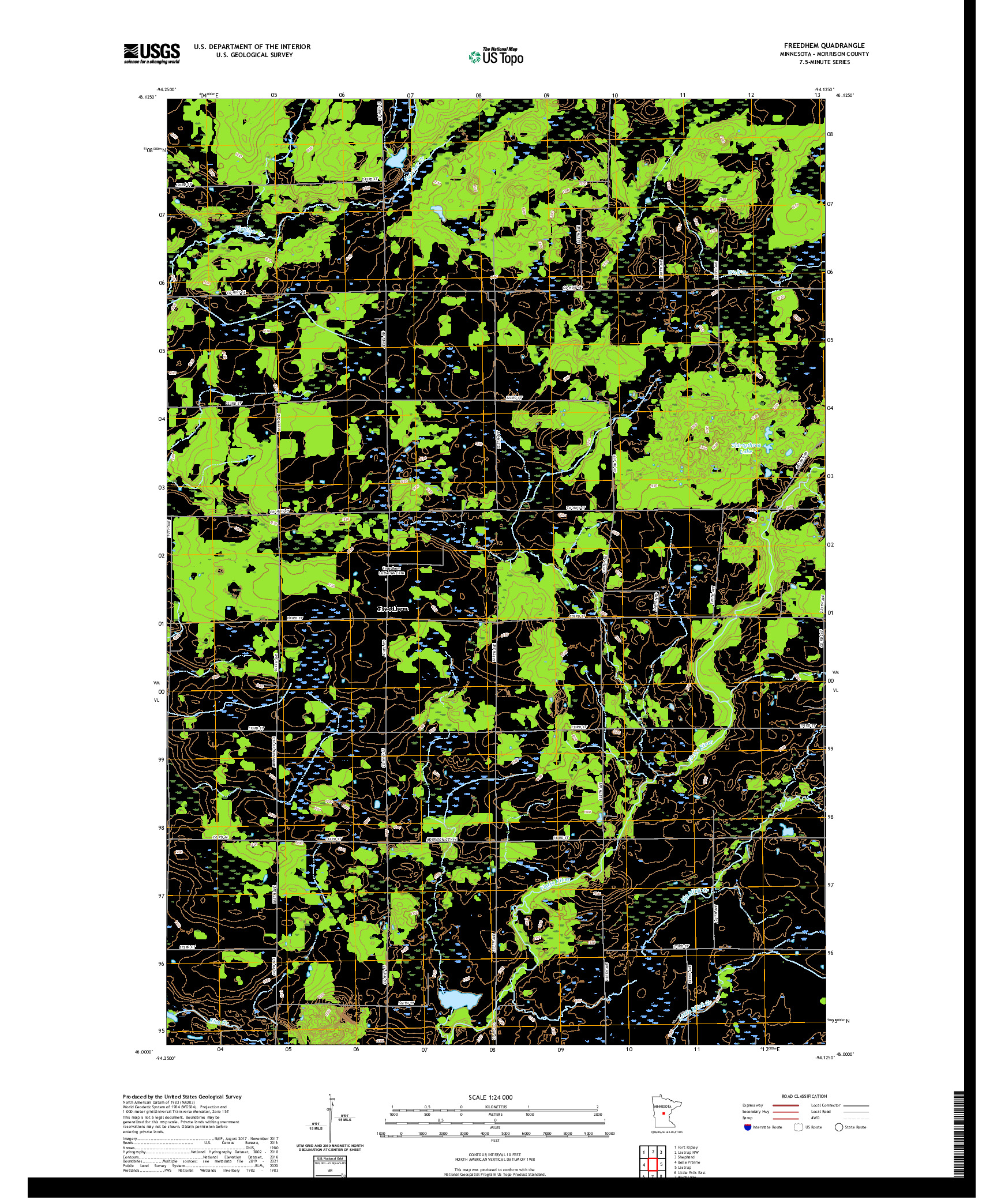 US TOPO 7.5-MINUTE MAP FOR FREEDHEM, MN