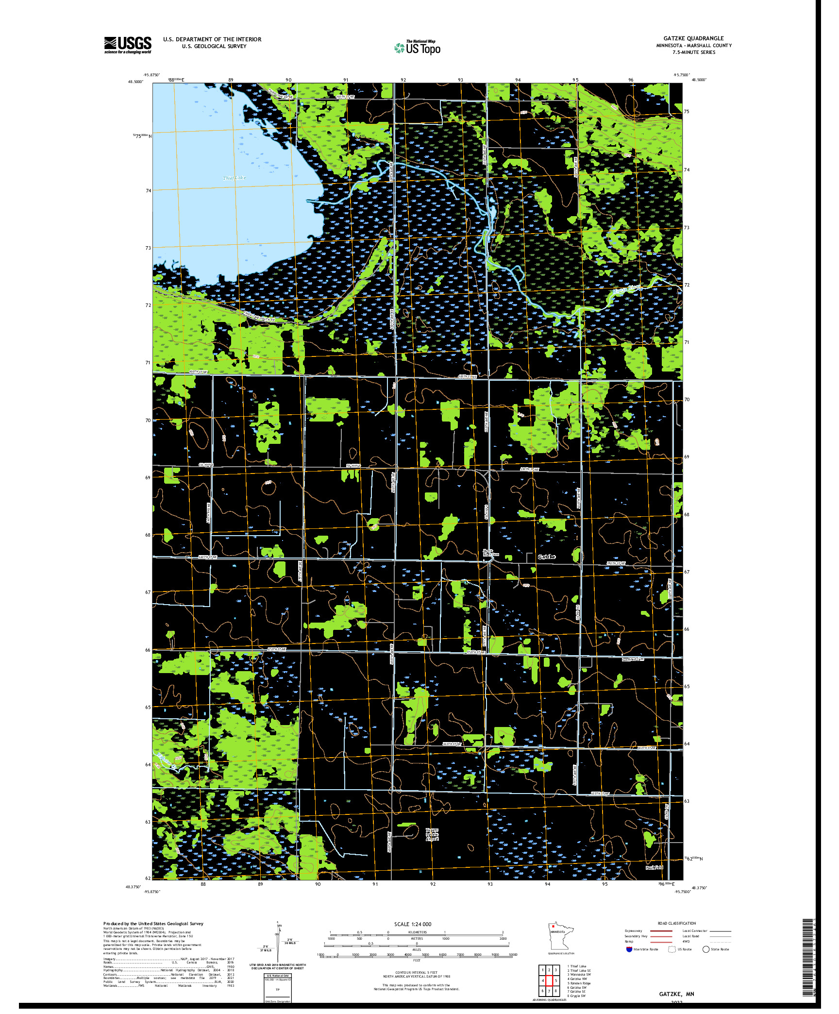 US TOPO 7.5-MINUTE MAP FOR GATZKE, MN