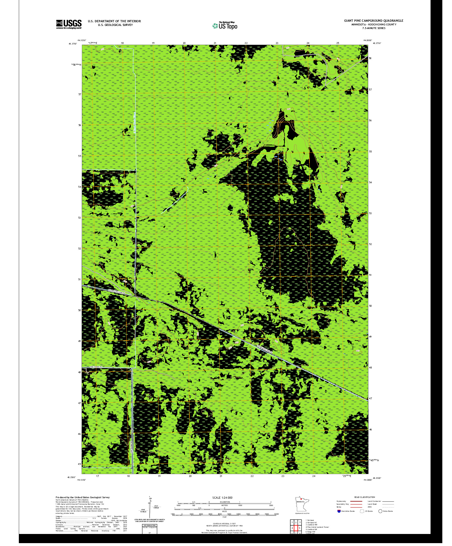 US TOPO 7.5-MINUTE MAP FOR GIANT PINE CAMPGROUND, MN