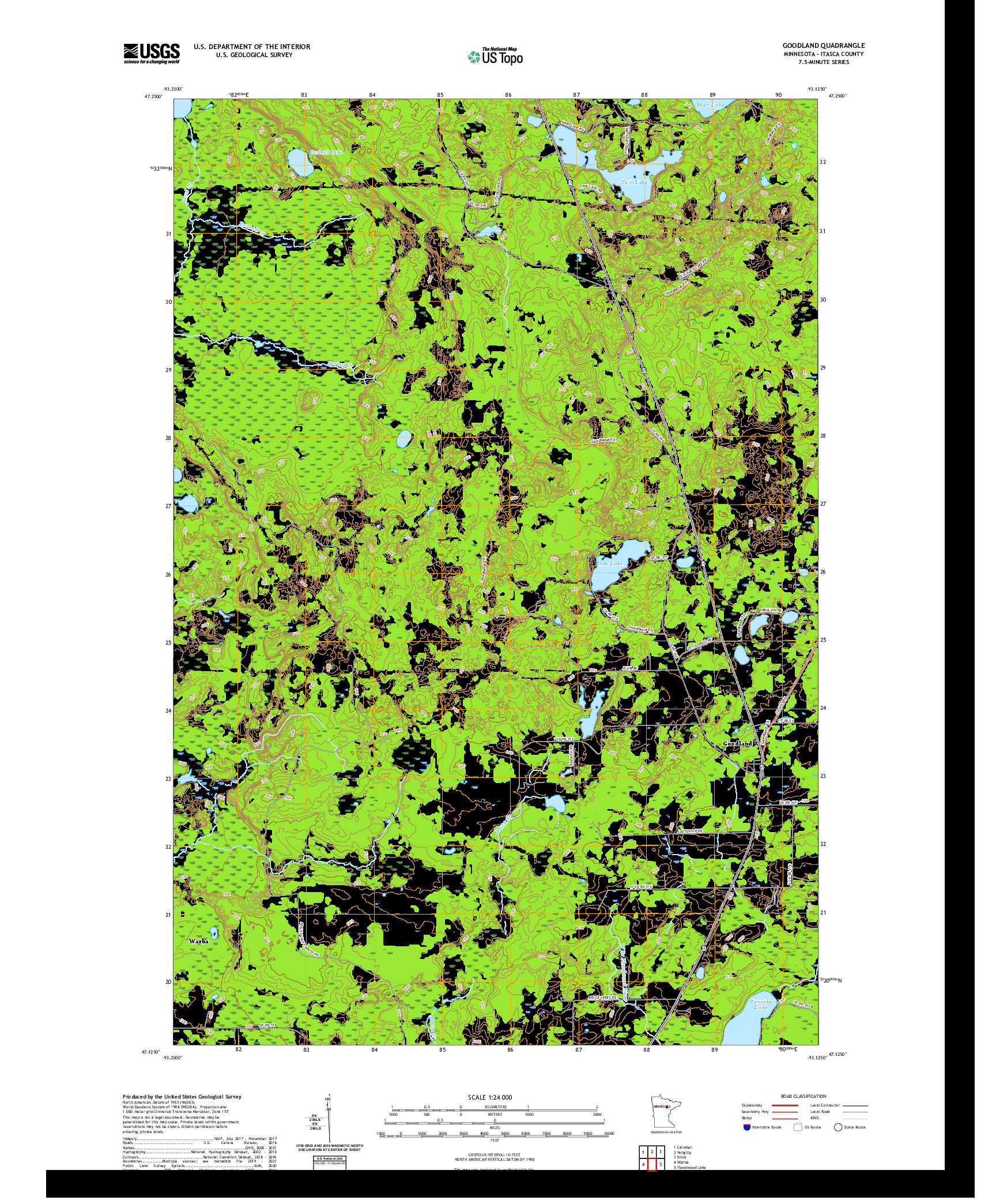 US TOPO 7.5-MINUTE MAP FOR GOODLAND, MN