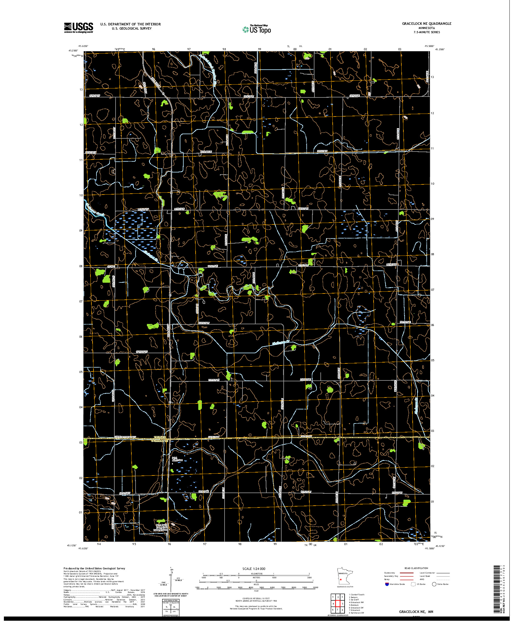 US TOPO 7.5-MINUTE MAP FOR GRACELOCK NE, MN