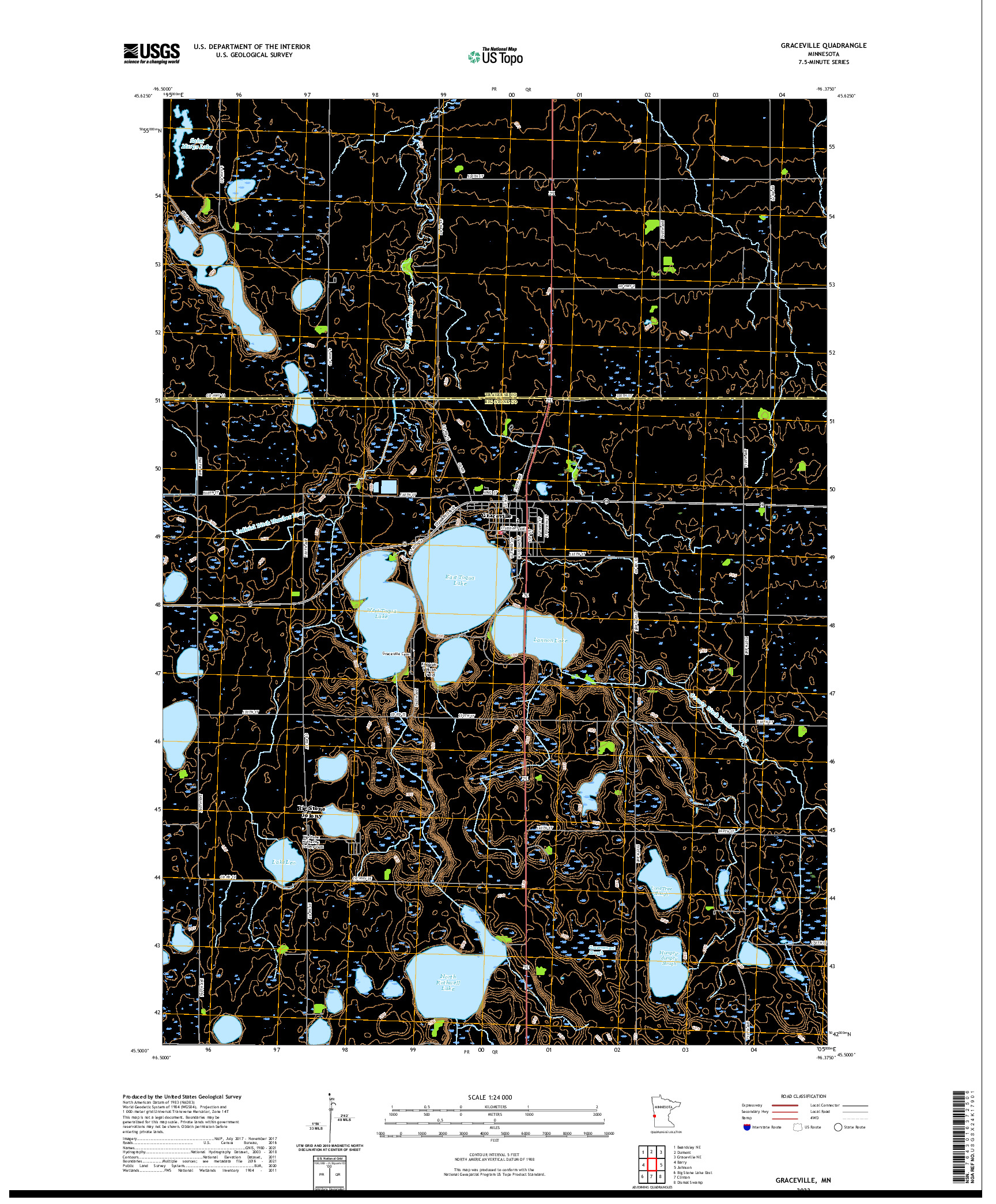 US TOPO 7.5-MINUTE MAP FOR GRACEVILLE, MN