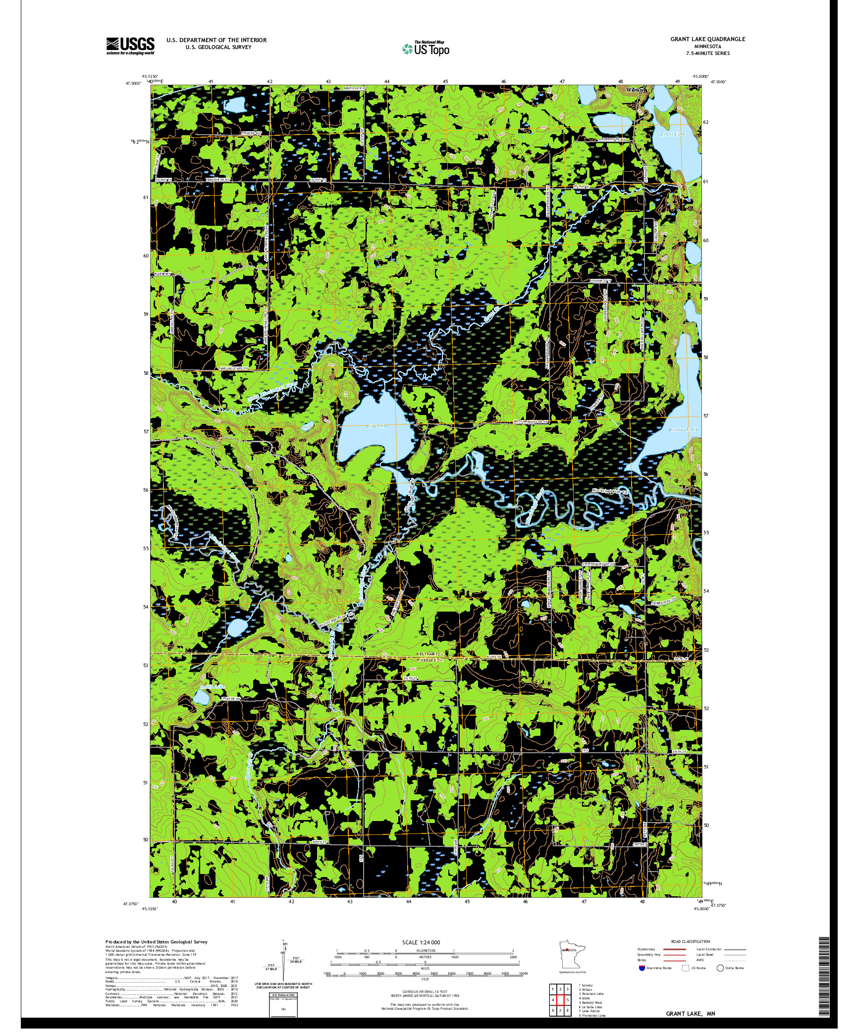 US TOPO 7.5-MINUTE MAP FOR GRANT LAKE, MN